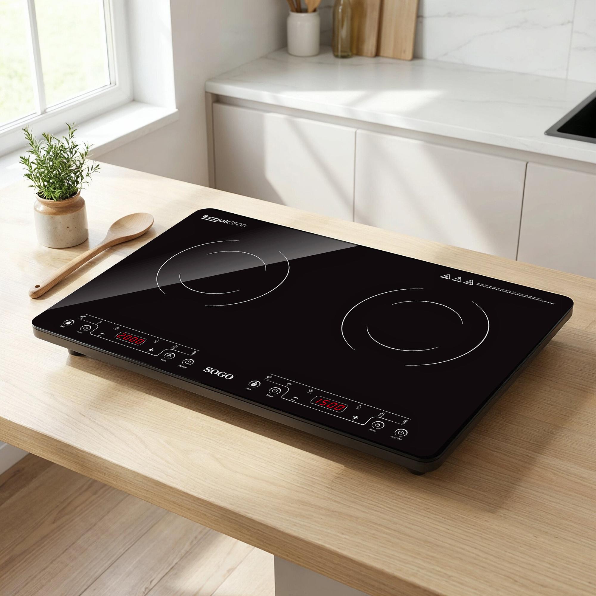 Placa de inducción digital Sogo ECOOK 3500 con panel táctil y superficie de vidrio pulido - Negro Negro-4