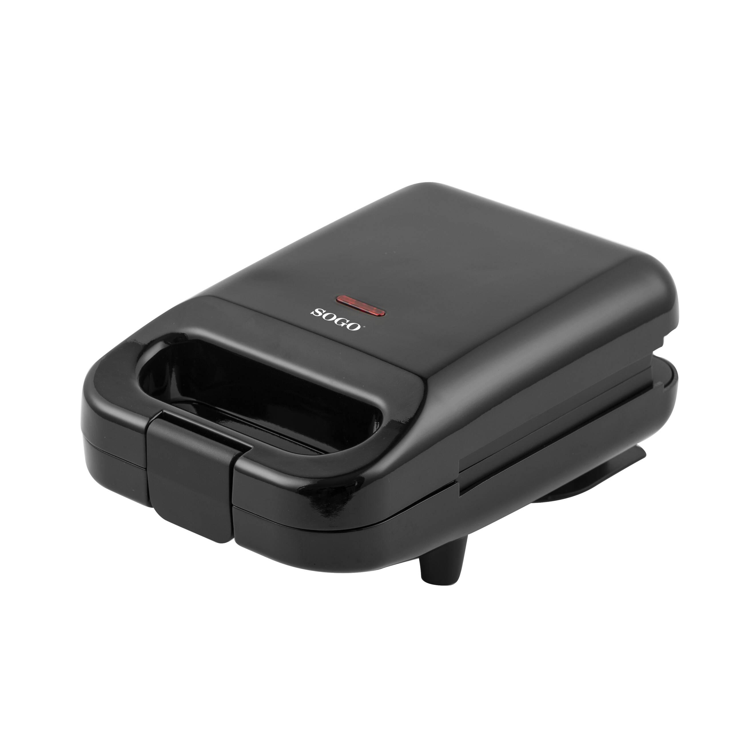 Sandwichera Sogo de 600w de una rebanada con placas cerámicas antiadherentes - Negro Negro-1