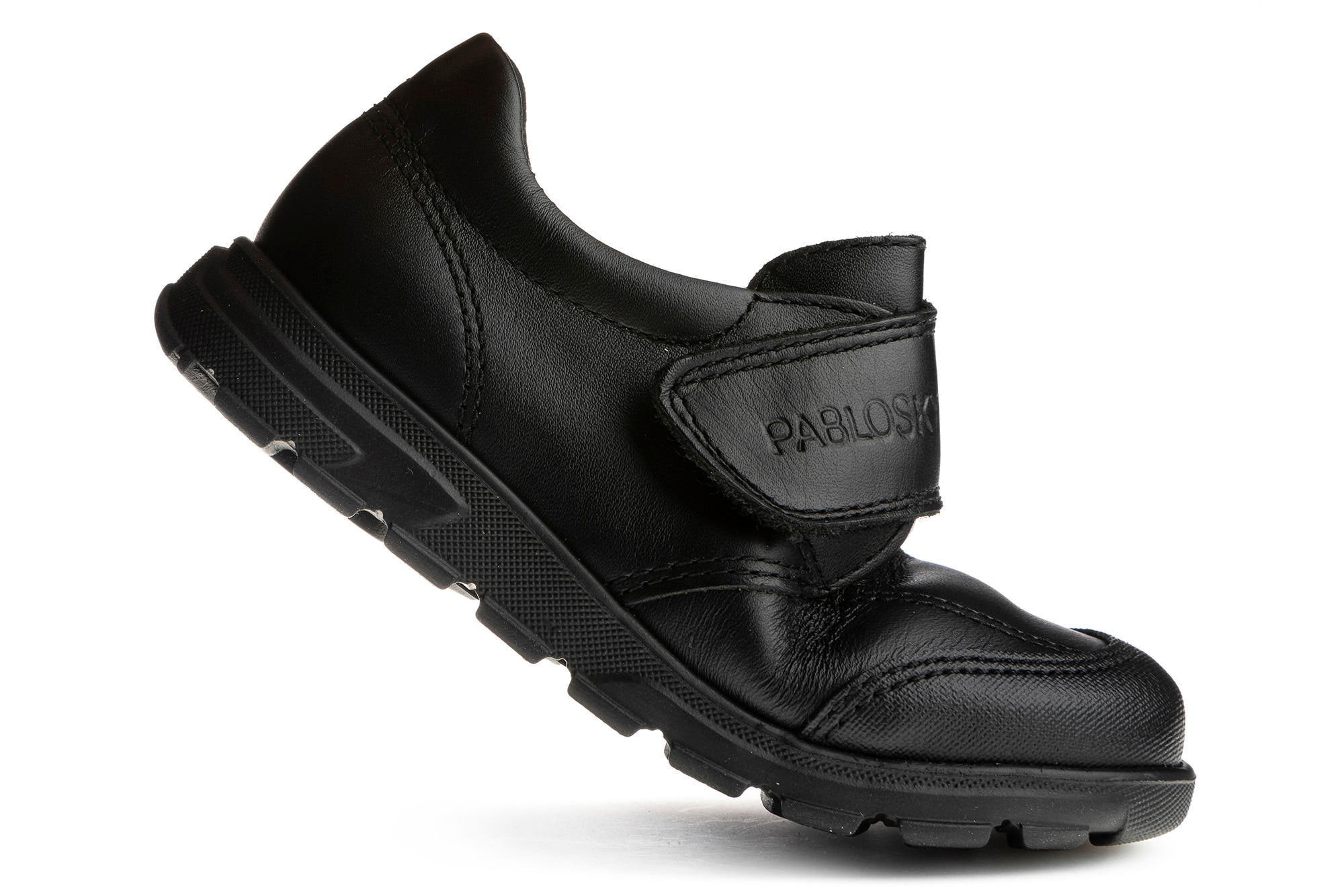 Imagen 2 de Mocasines de niños pablosky de piel con cierre adherente para el cole - Negro Negro