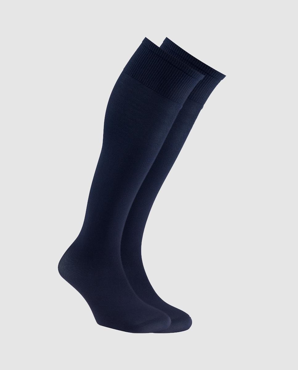Imagen 0 de Pack de tres pares de calcetines de hombre altos con sistema anti presión Azul