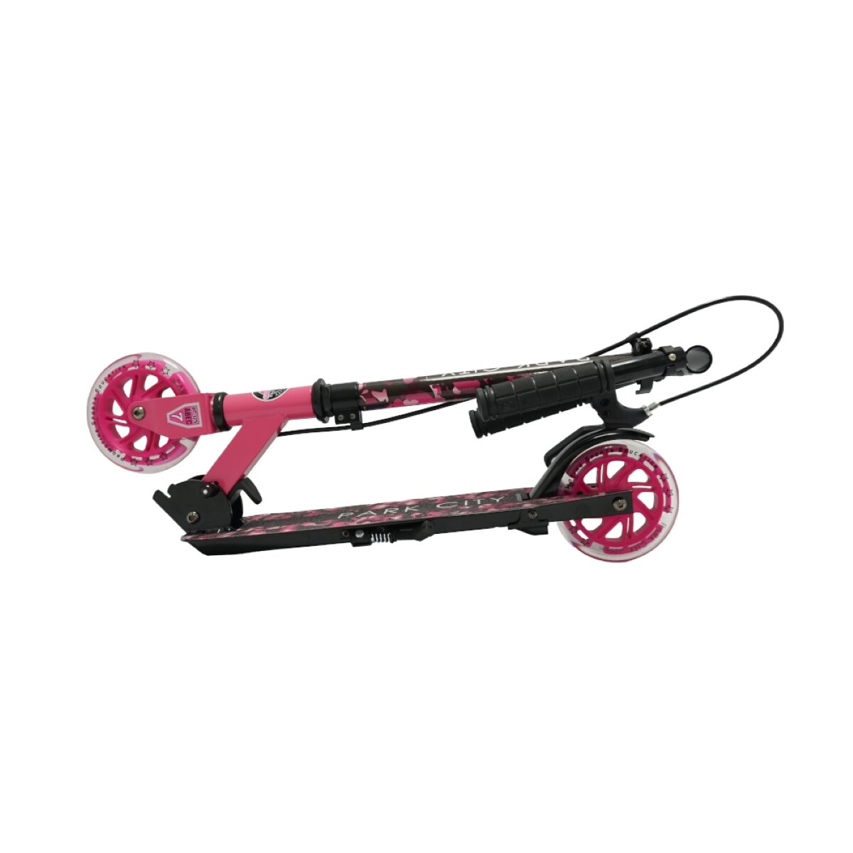 Patinete infantil Park City 125 con freno de mano y ruedas con luces KRF - Rosa Rosa-2