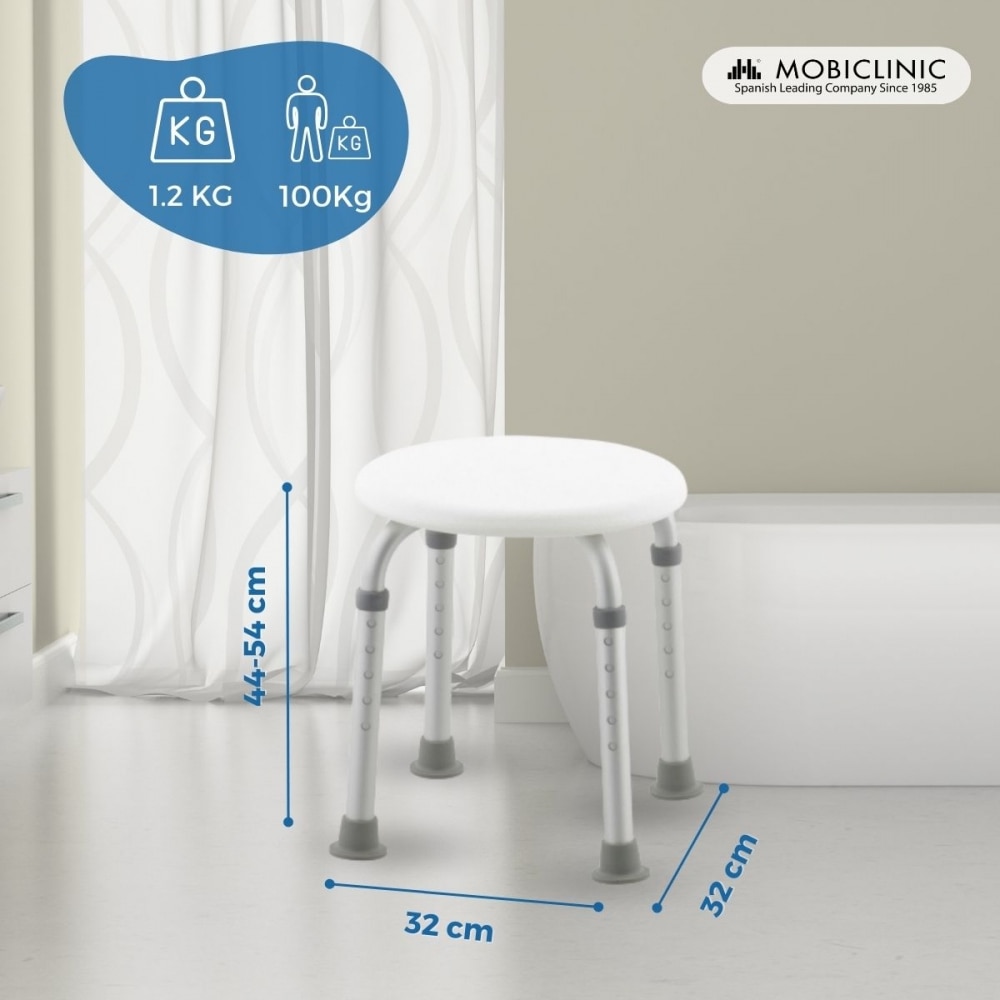 Taburete de baño regulable asiento de baño antideslizante blanco Silla de ducha Faro Mobiclinic 2