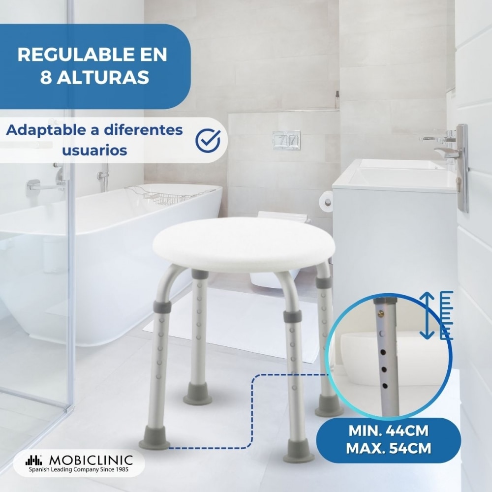 Taburete de baño regulable asiento de baño antideslizante blanco Silla de ducha Faro Mobiclinic 4
