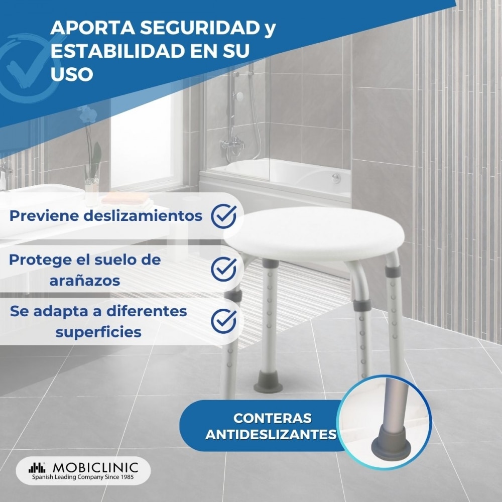 Taburete de baño regulable asiento de baño antideslizante blanco Silla de ducha Faro Mobiclinic 5