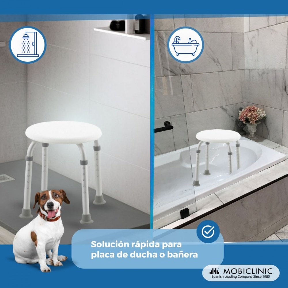 Taburete de baño regulable asiento de baño antideslizante blanco Silla de ducha Faro Mobiclinic 6
