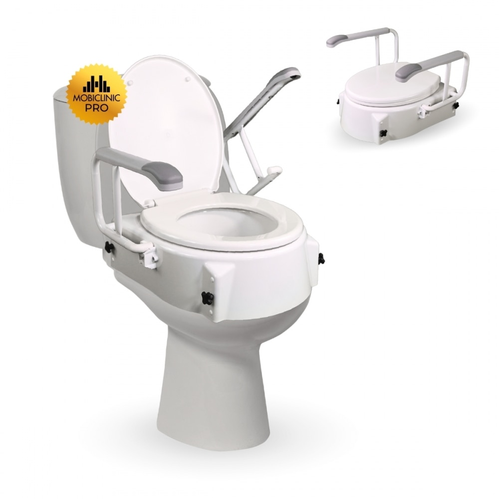 Elevador de WC Con tapa 5-15 cm Regulable en altura Reposabrazos abatibles Muralla Blanco-1