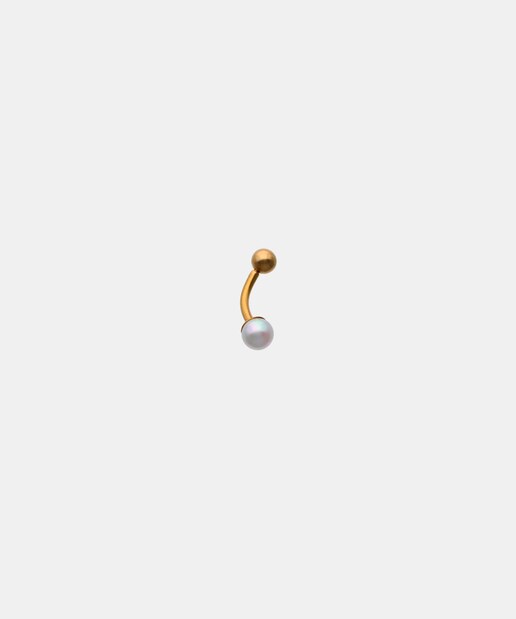 Imagen 0 de Piercing de titanio dorado para el ombligo Cos con perla redonda blanca de 6mm