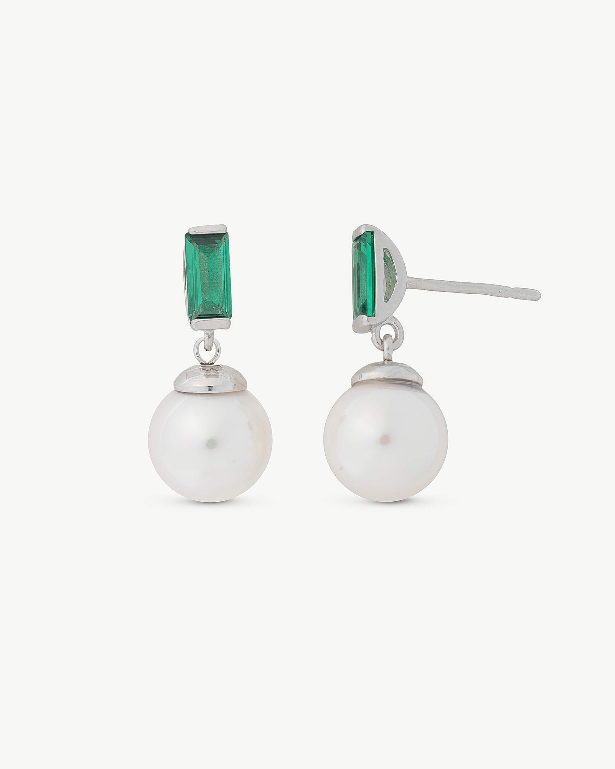 Imagen 1 de Pendientes perla 8mm y circonita verde esmeralda selene - Majorica - Esmeralda Esmeralda