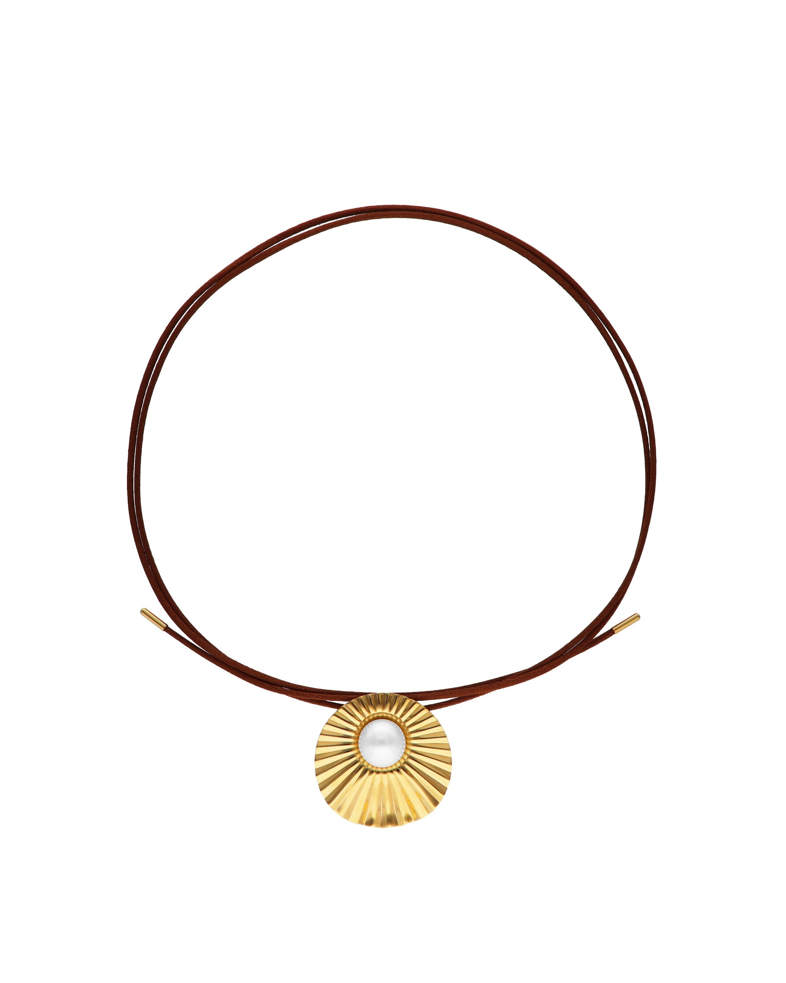 Collar majorica cinta marrón le palm - Plateado Plateado-2