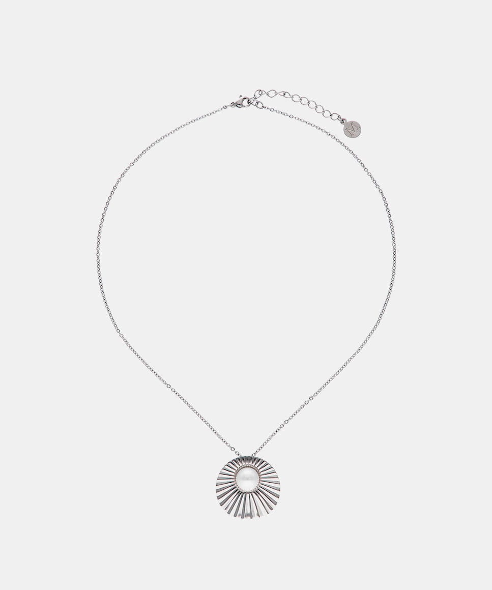 Collar acero Le Palm con perla blanca Blanco-1