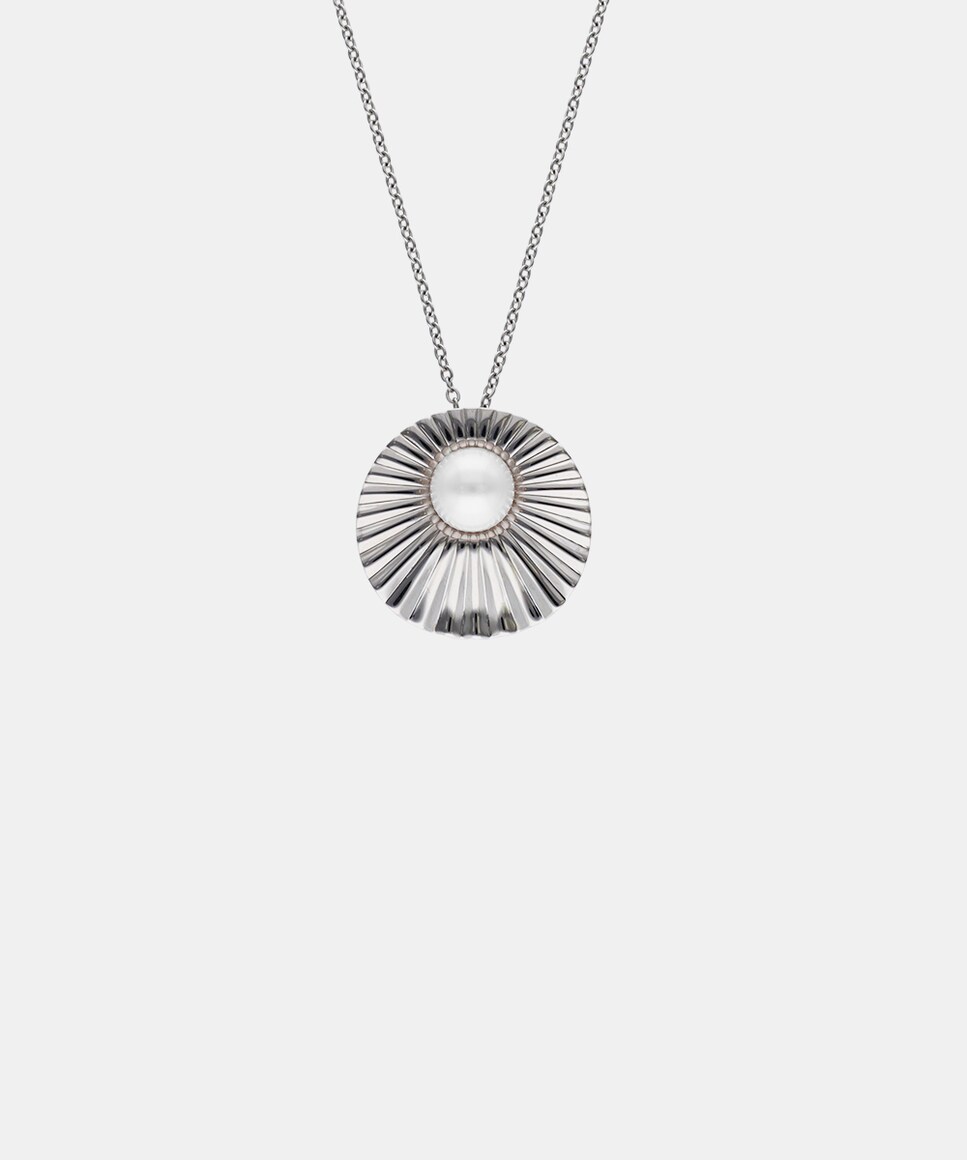 Collar acero Le Palm con perla blanca Blanco-2