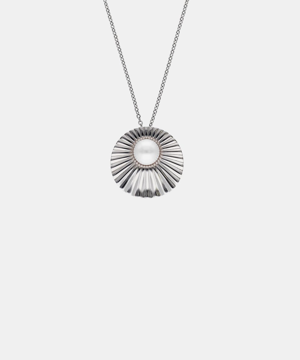 Collar acero Le Palm con perla blanca Blanco-2