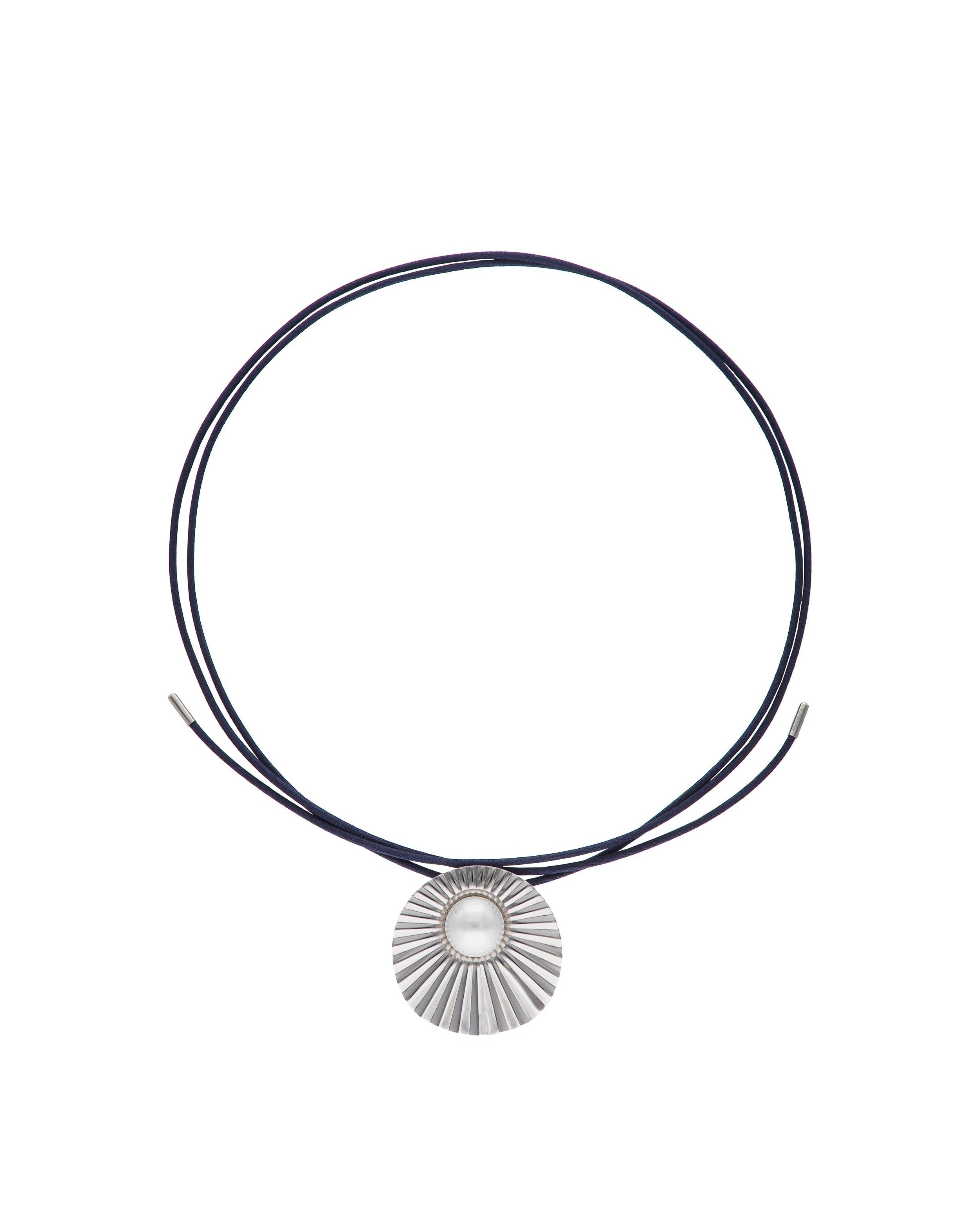 Collar majorica cinta negro le palm - Plateado Plateado-2