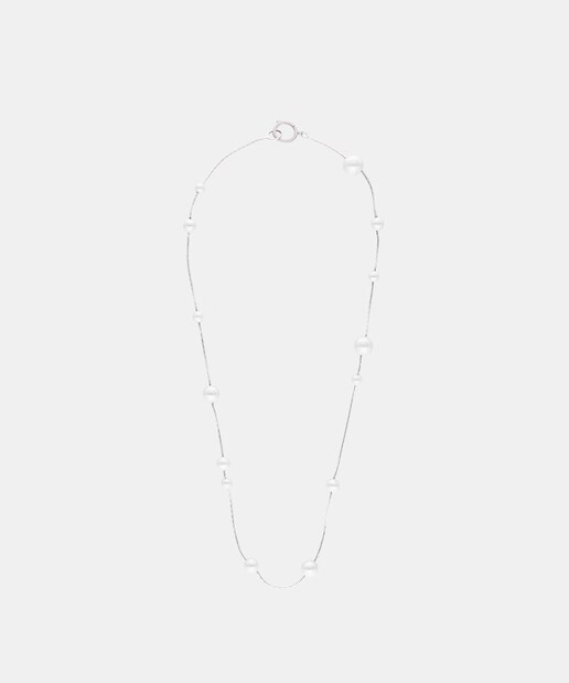 Imagen 0 de Collar plata Dangle encadenado con perlas redondas 40cm