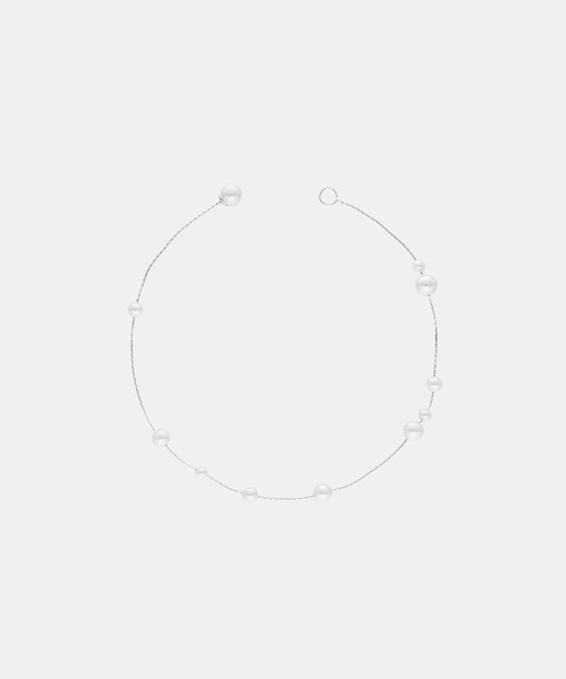 Imagen 0 de Extensión para collares Dangle en plata de 30cm con perlas
