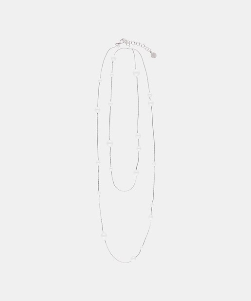 Imagen 0 de Collar plata Dangle encadenado con perlas redondas 190cm