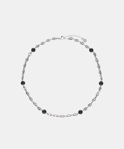 Imagen 0 de Collar encadenado en acero con perlas negras Sailor