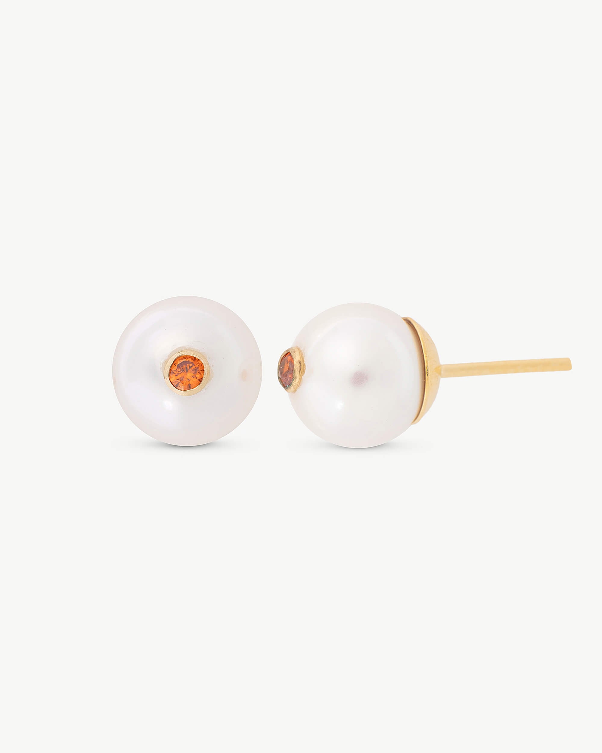 Imagen 1 de Pendientes perla 8mm y circonita naranja color pop - Majorica - Dorado Dorado