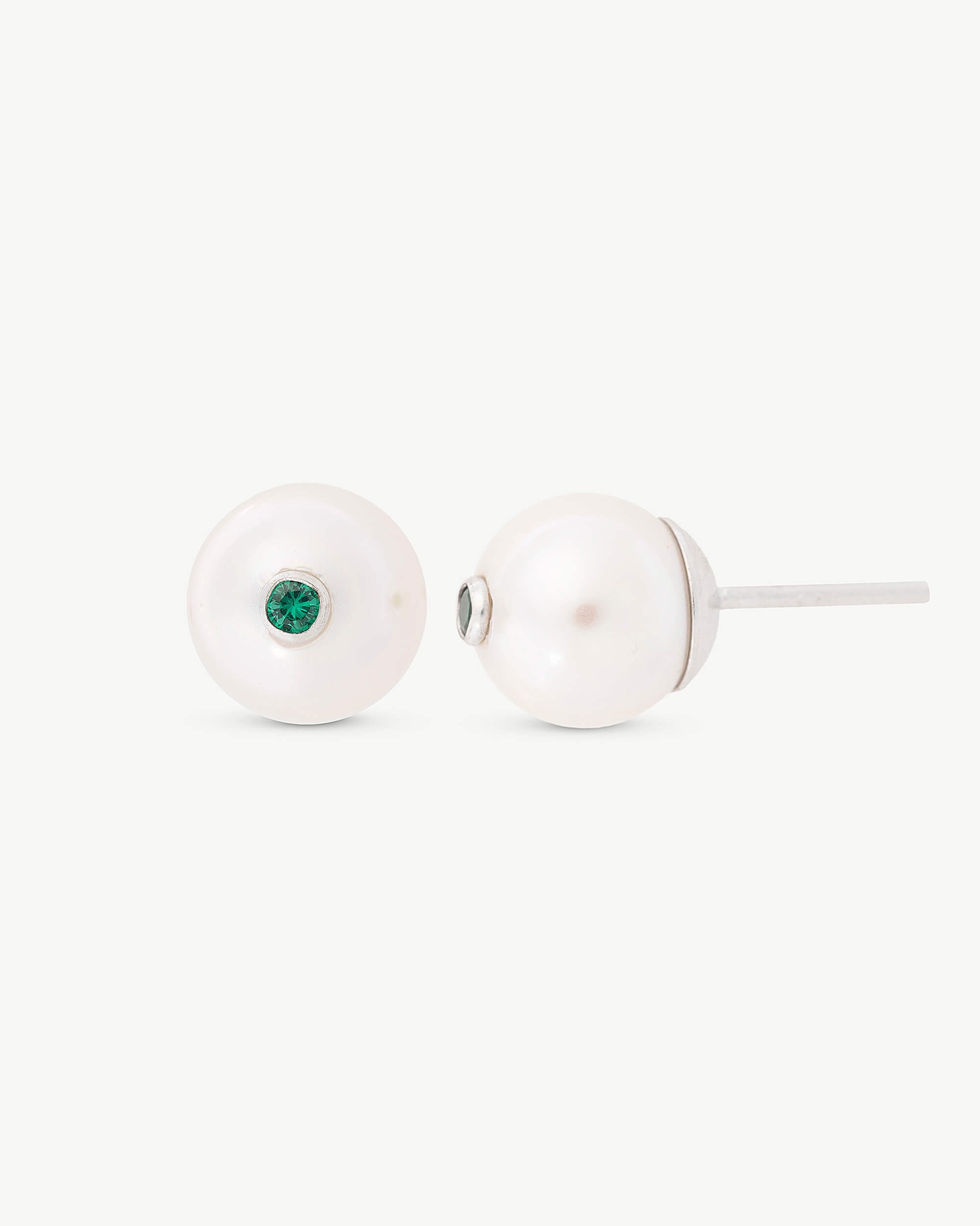 Pendientes perla 8mm y circonita color pop - Majorica - Verde Verde-1