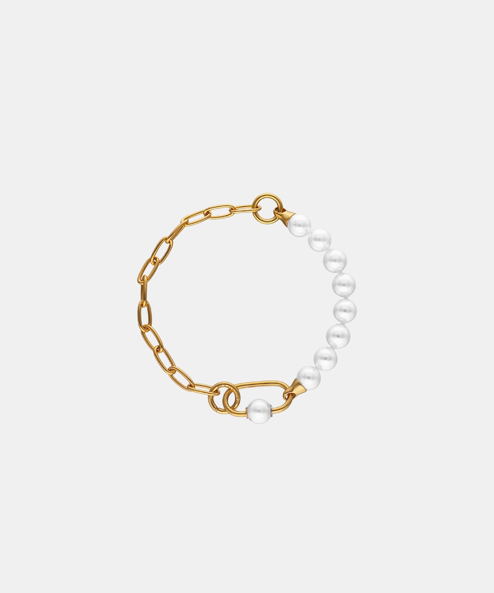 Cierre de rosca para pulseras Mix&Match con perla redonda blanca 8mm Blanco-2