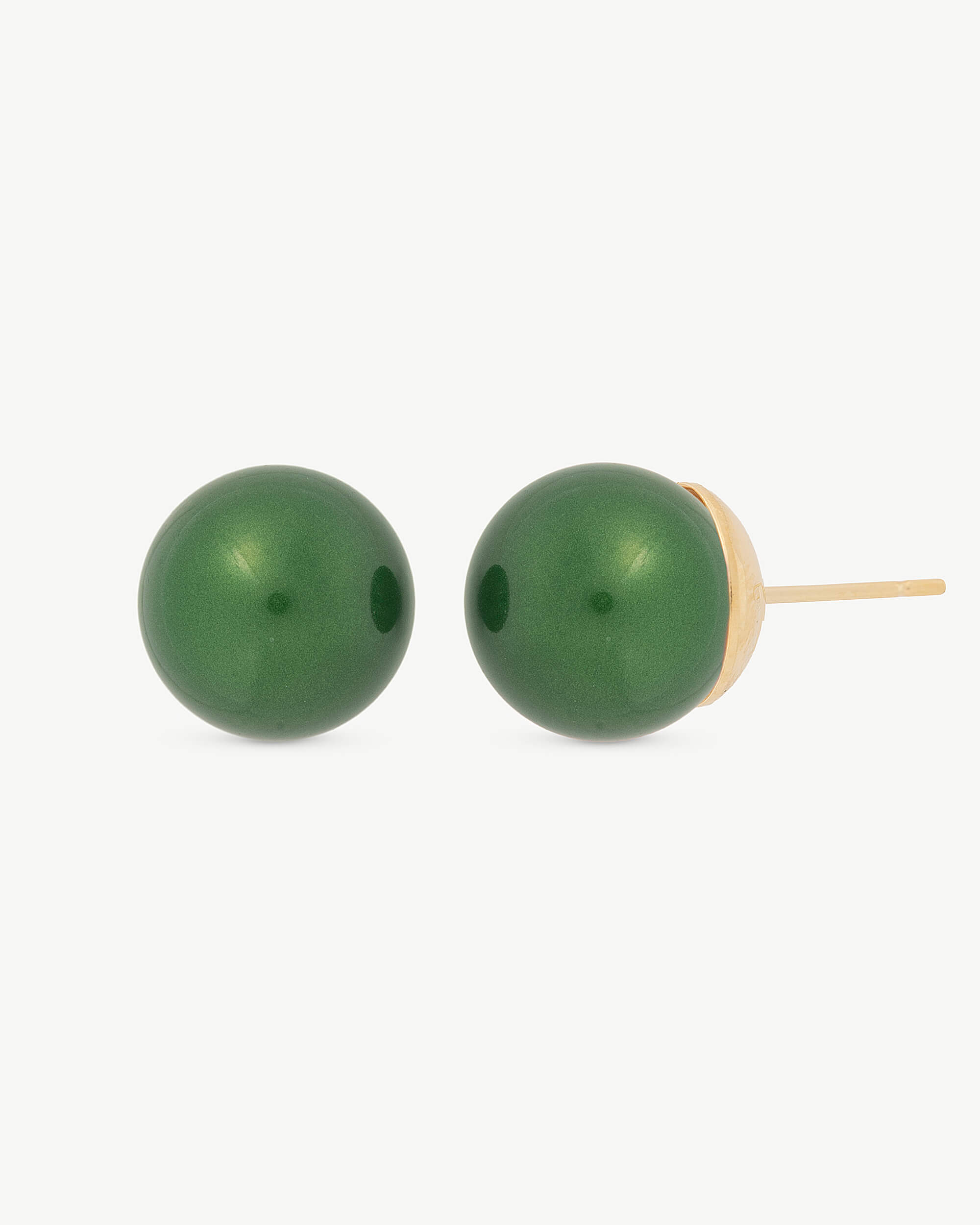 Pendientes majorica dorados perla verde 10mm lyra - Plateado Plateado-2
