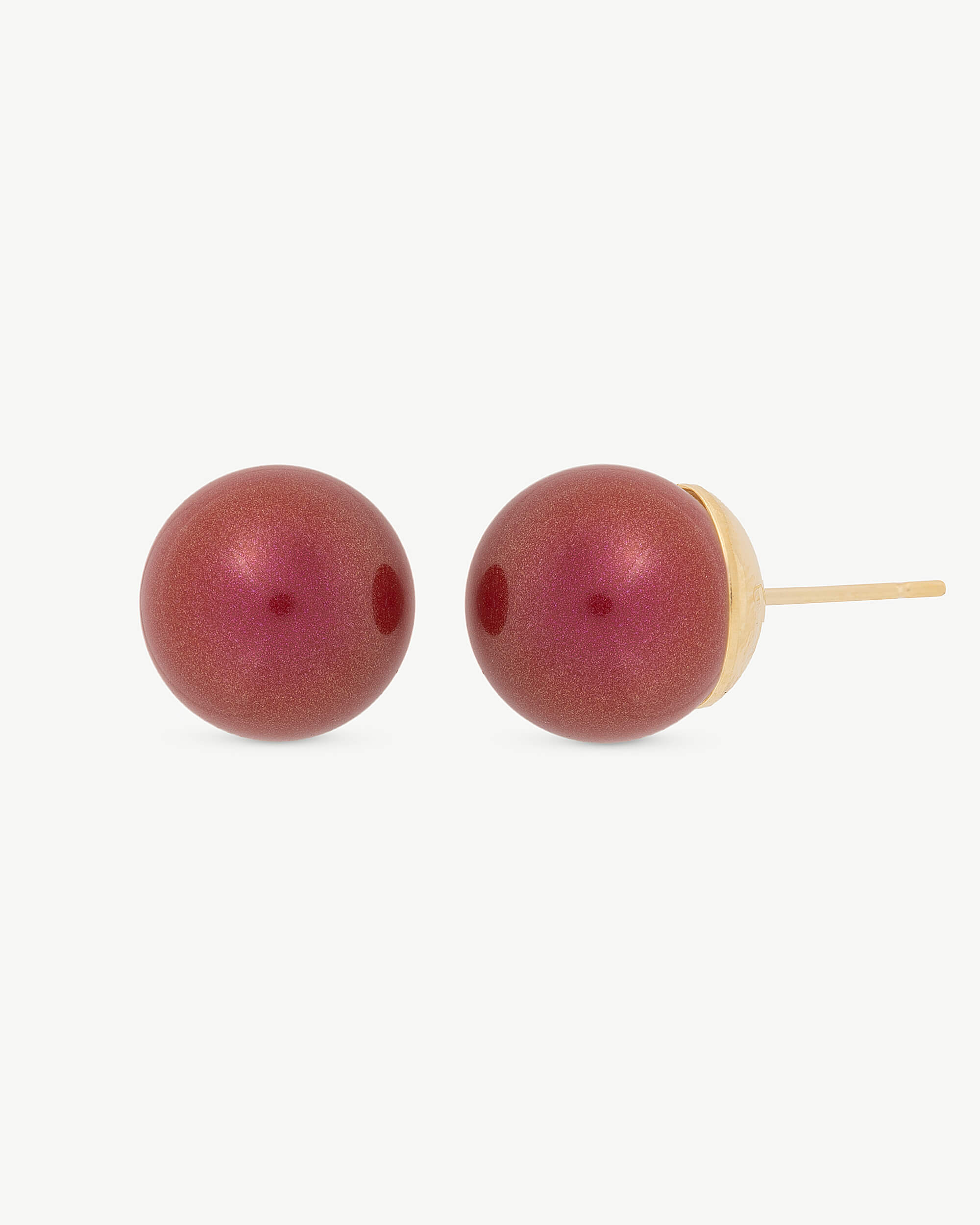 Pendientes majorica dorados perla roja 10mm lyra - Plateado Plateado-2
