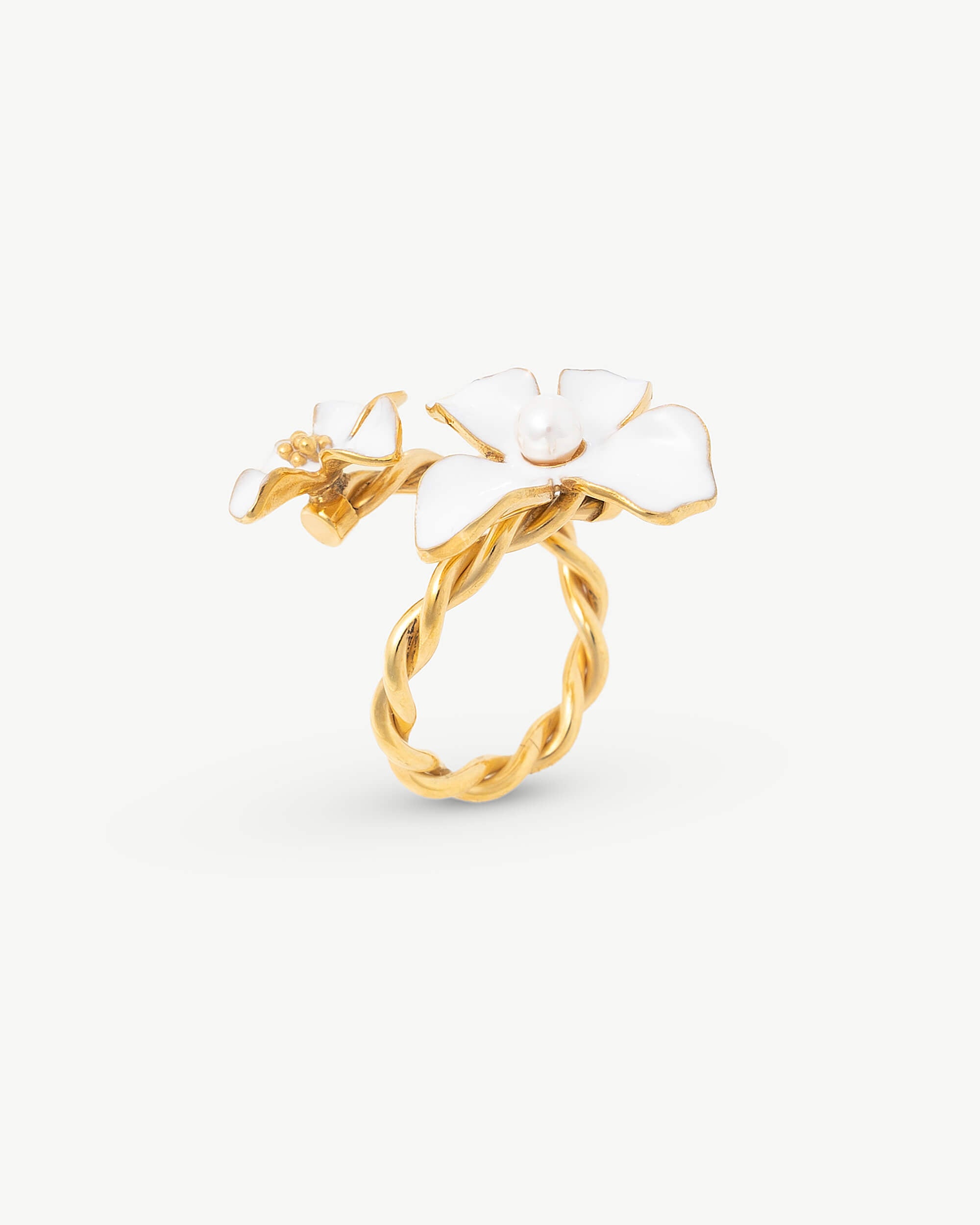Imagen 0 de Anillo blanco flowers Dorado