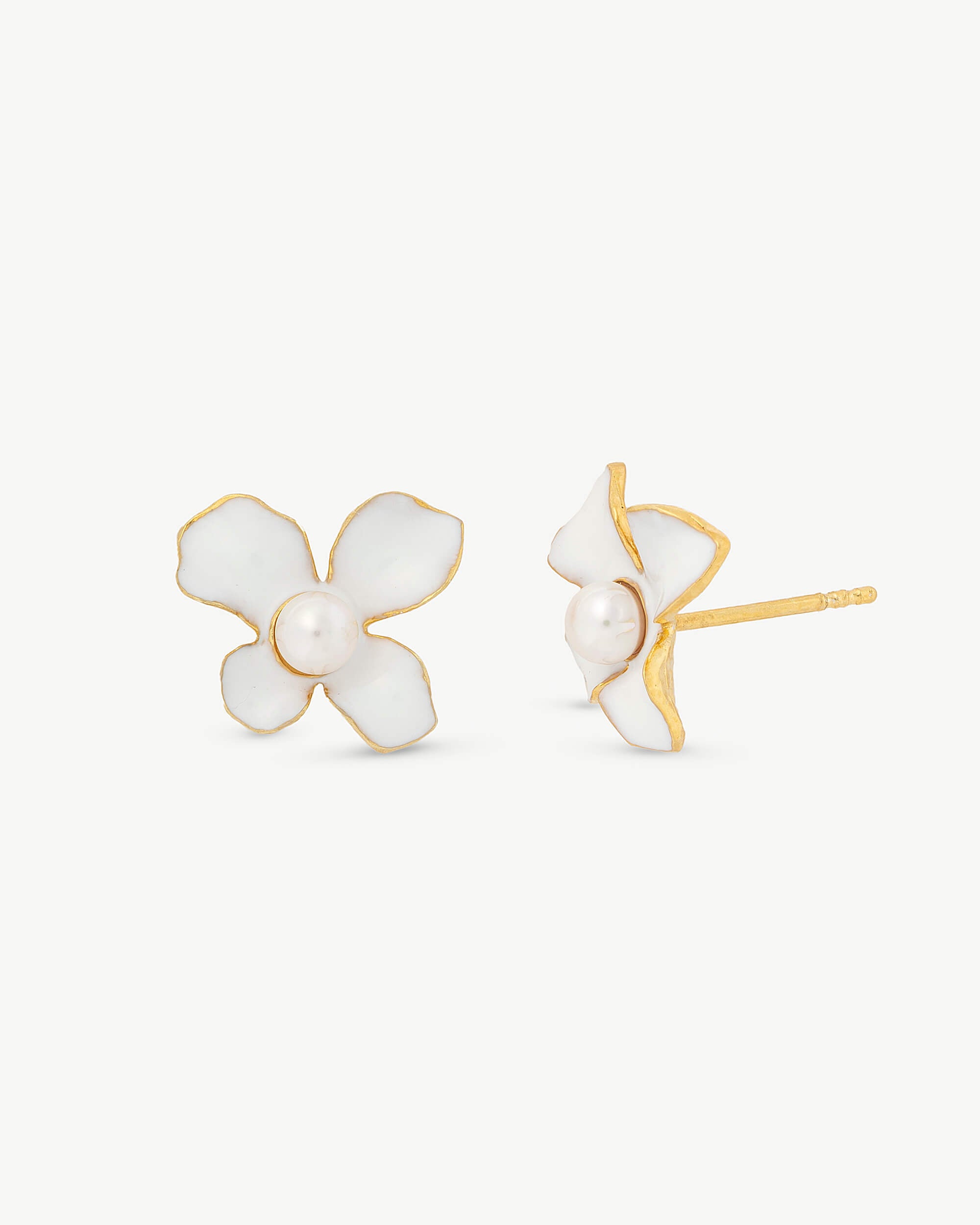 Pendientes majorica perla 4mm blanco flowers - Plateado Plateado-1