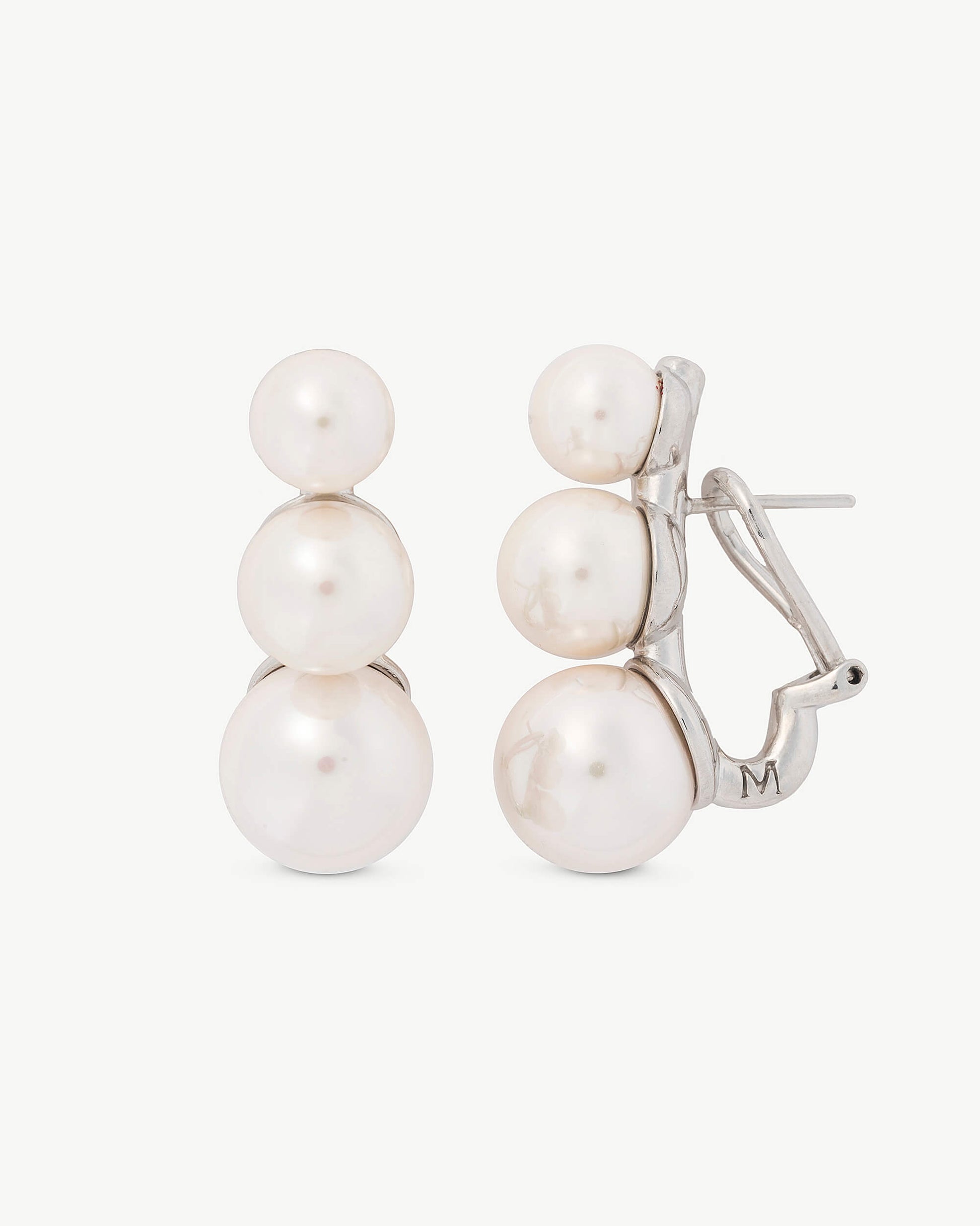 Pendientes de botón majorica triple perla blanca twins & triplets - Blanco Blanco-1
