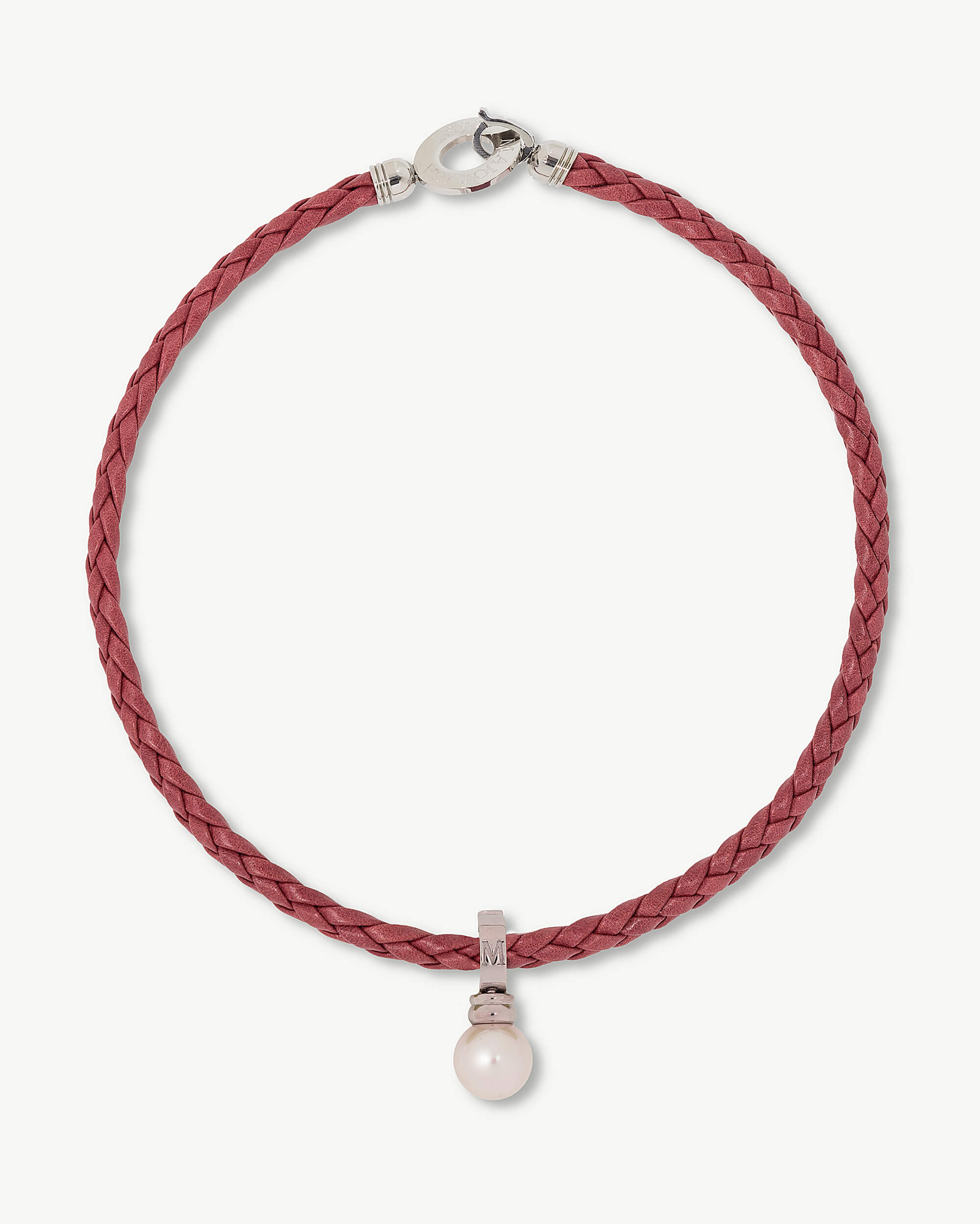 Collar majorica rojo braid - Plateado Plateado-1