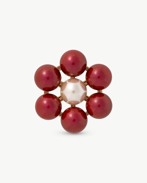 Imagen 0 de Broche flor perlas rojo kate