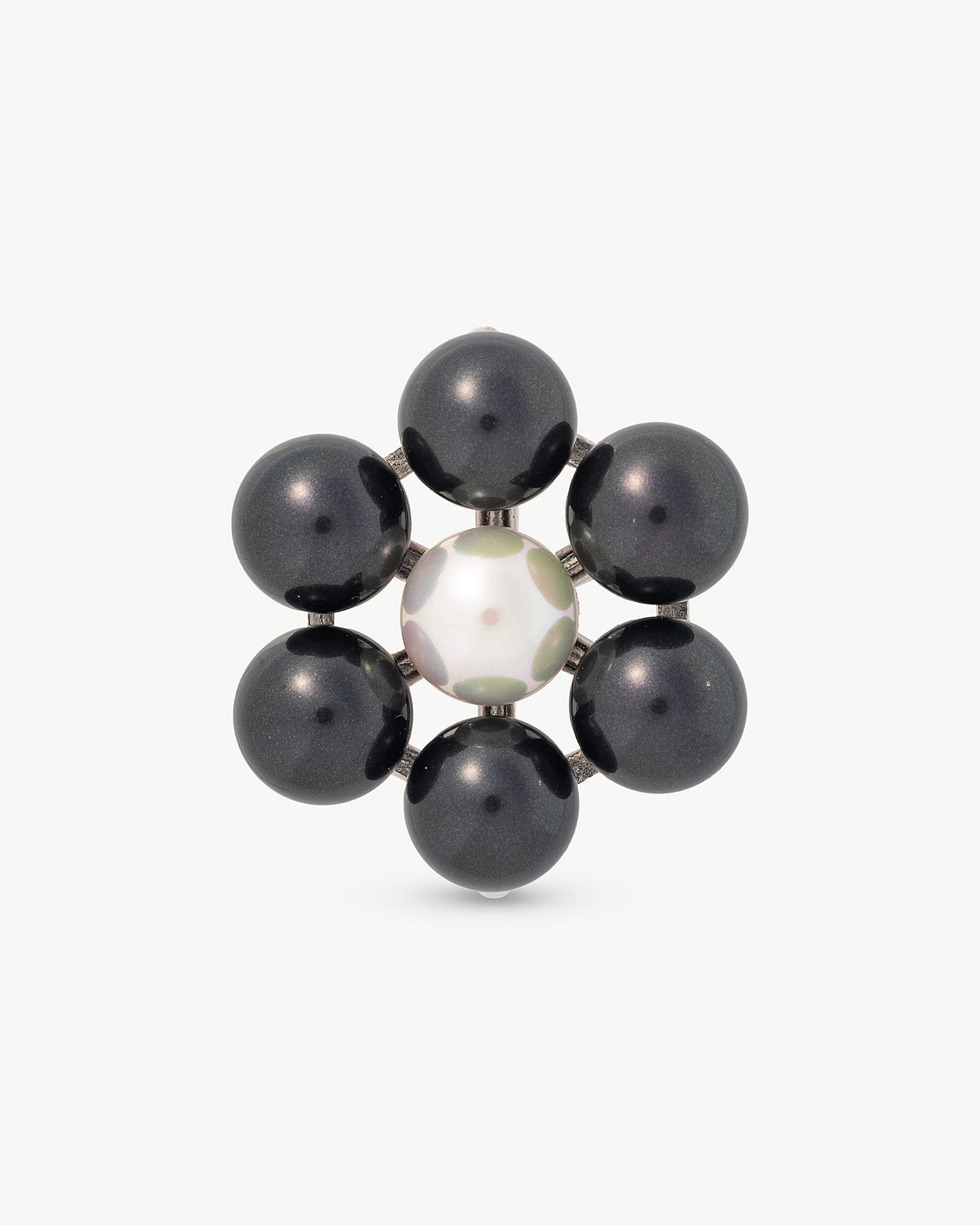 Broche flor perlas negro kate - Majorica - Negro / Plata Negro / Plata-1