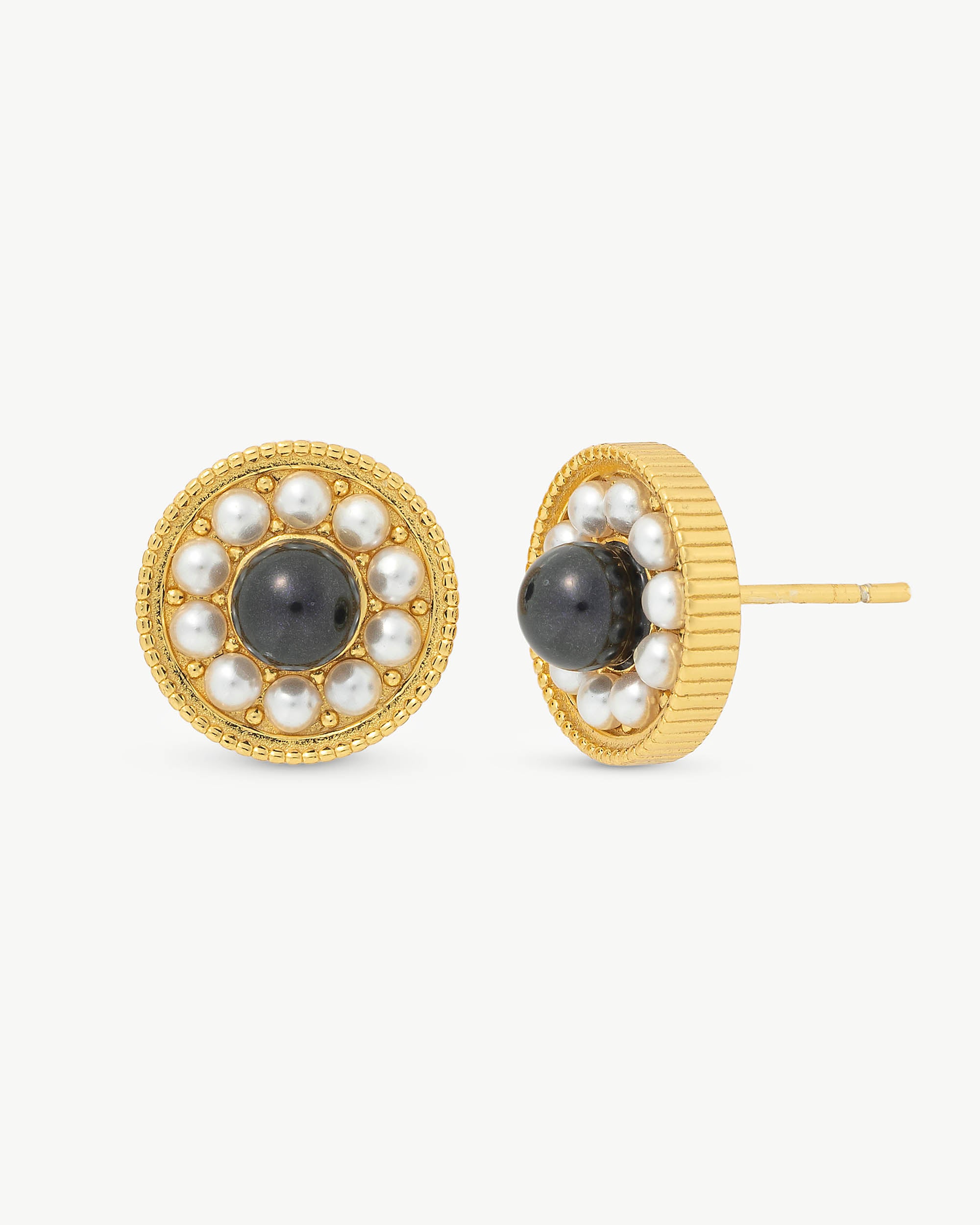 Pendientes majorica perla negra daisy - Plateado Plateado-1