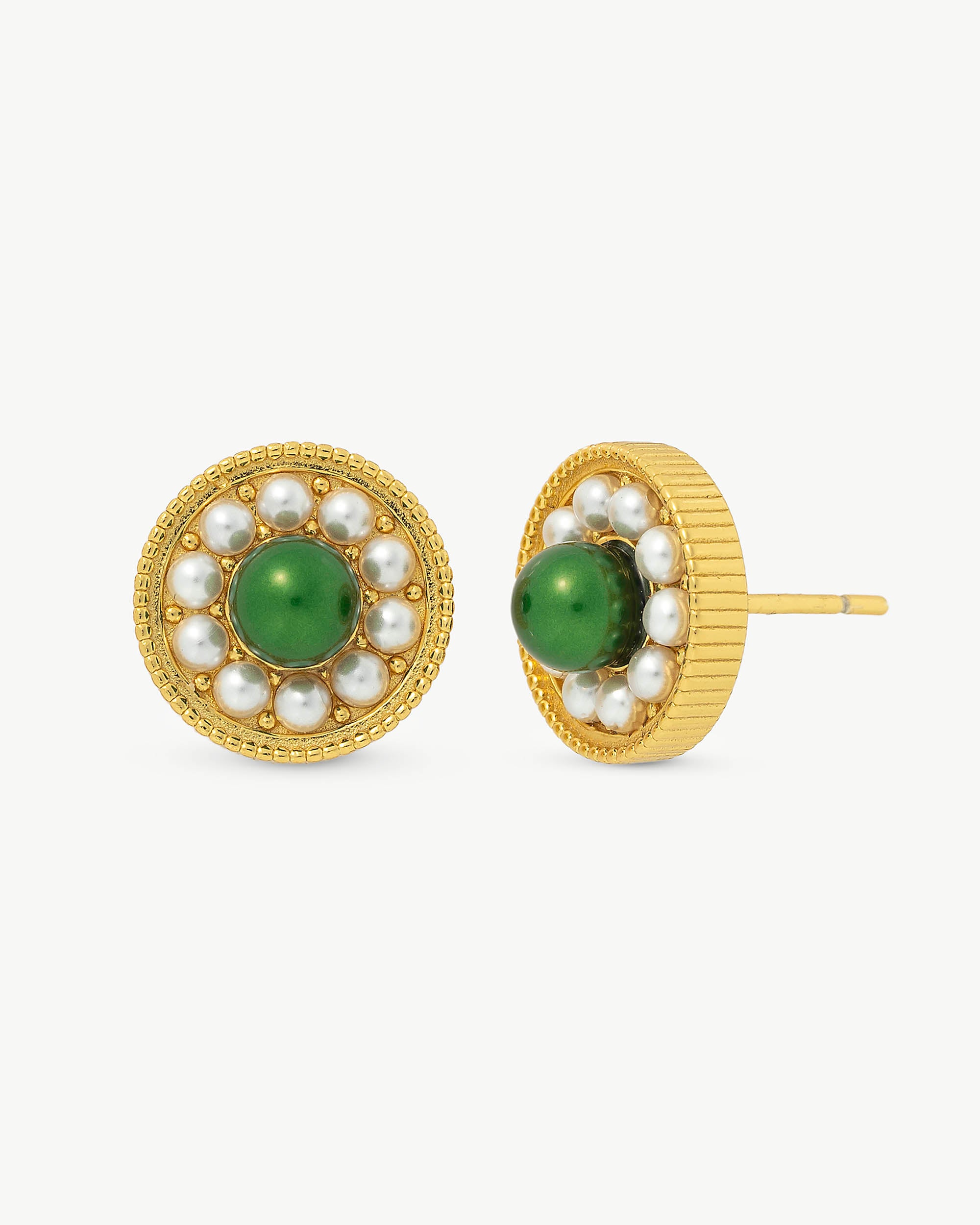Pendientes majorica perla verde daisy - Plateado Plateado-1