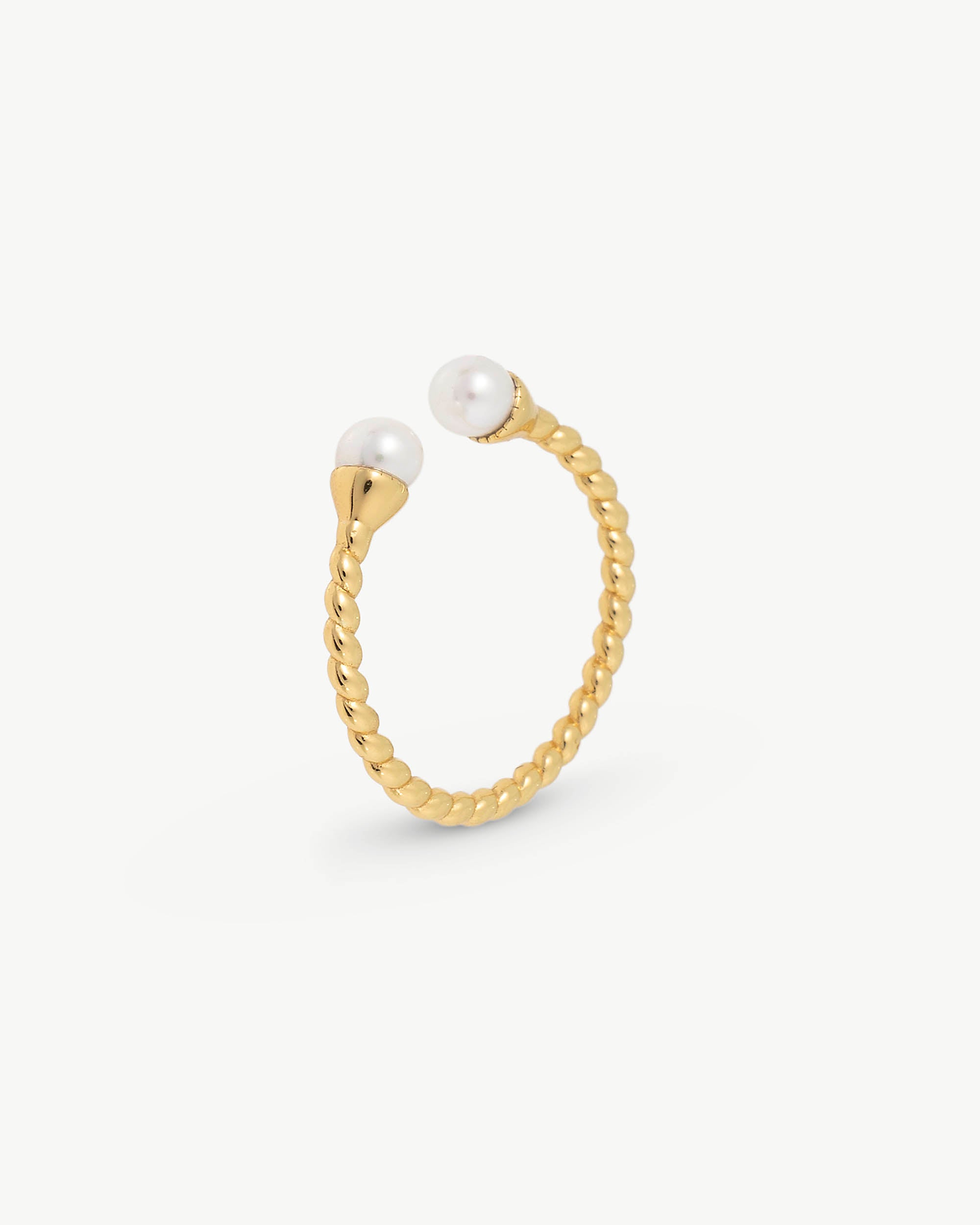 Imagen 0 de Anillo dorado dos perlas blanco twist Blanco