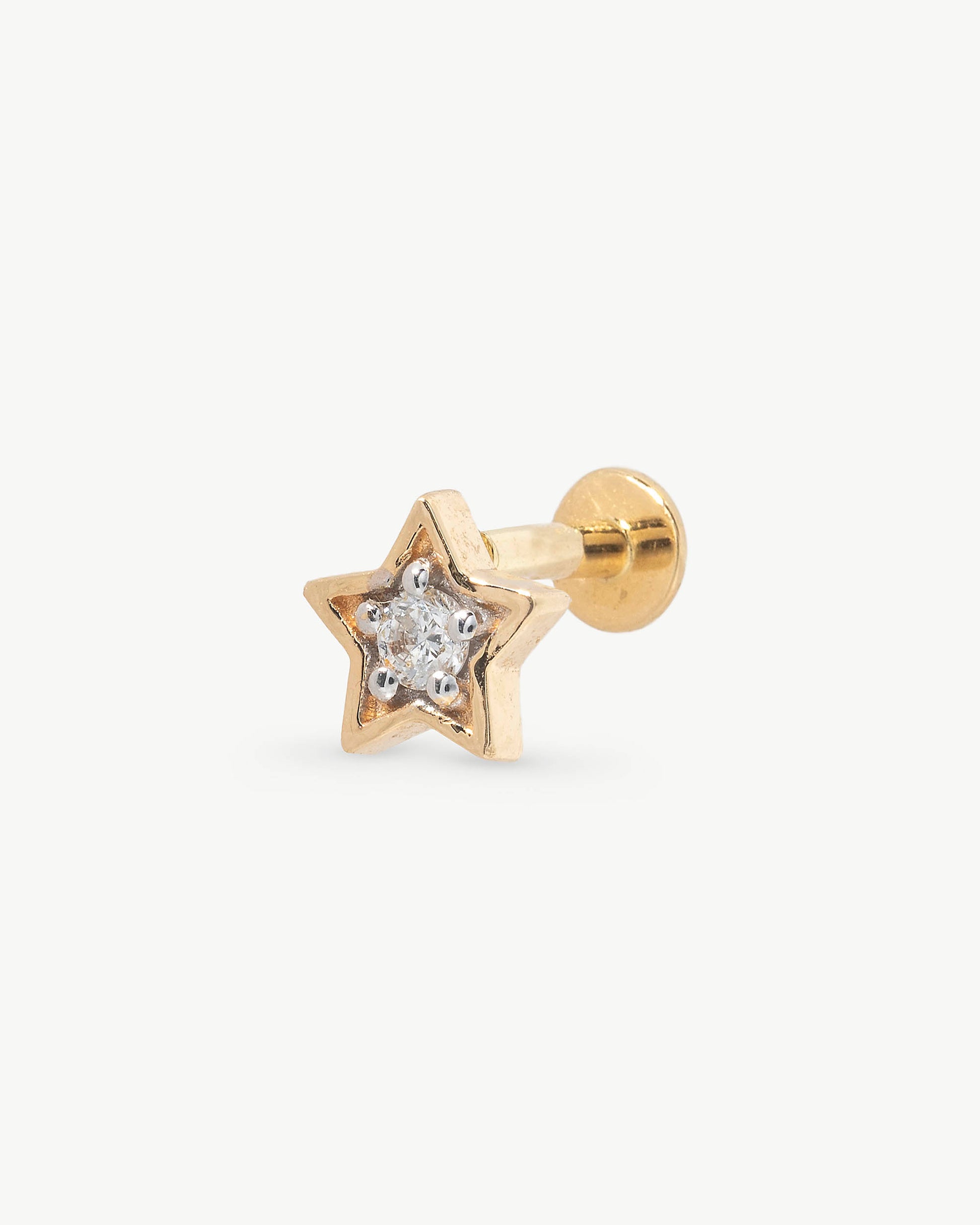 Pendiente estrella de oro 18k y diamante gold - Majorica - Dorado Dorado-1