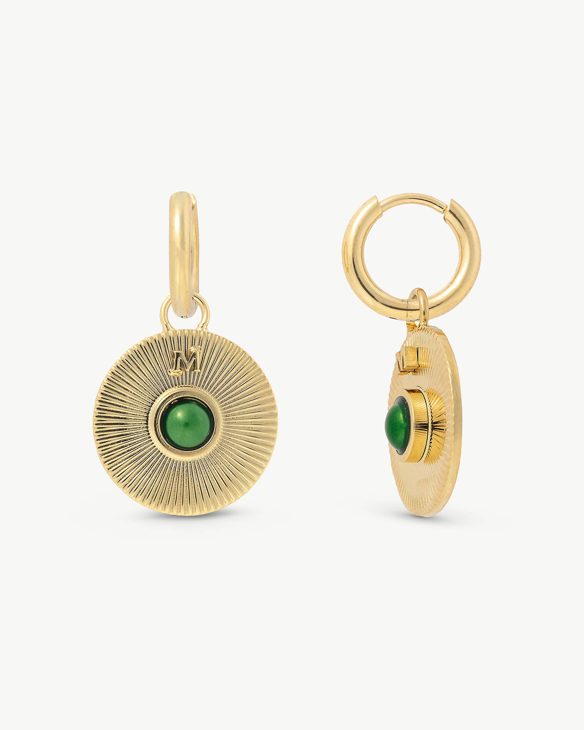 Pendientes majorica aro con perla verde alejandría - Plateado Plateado-1