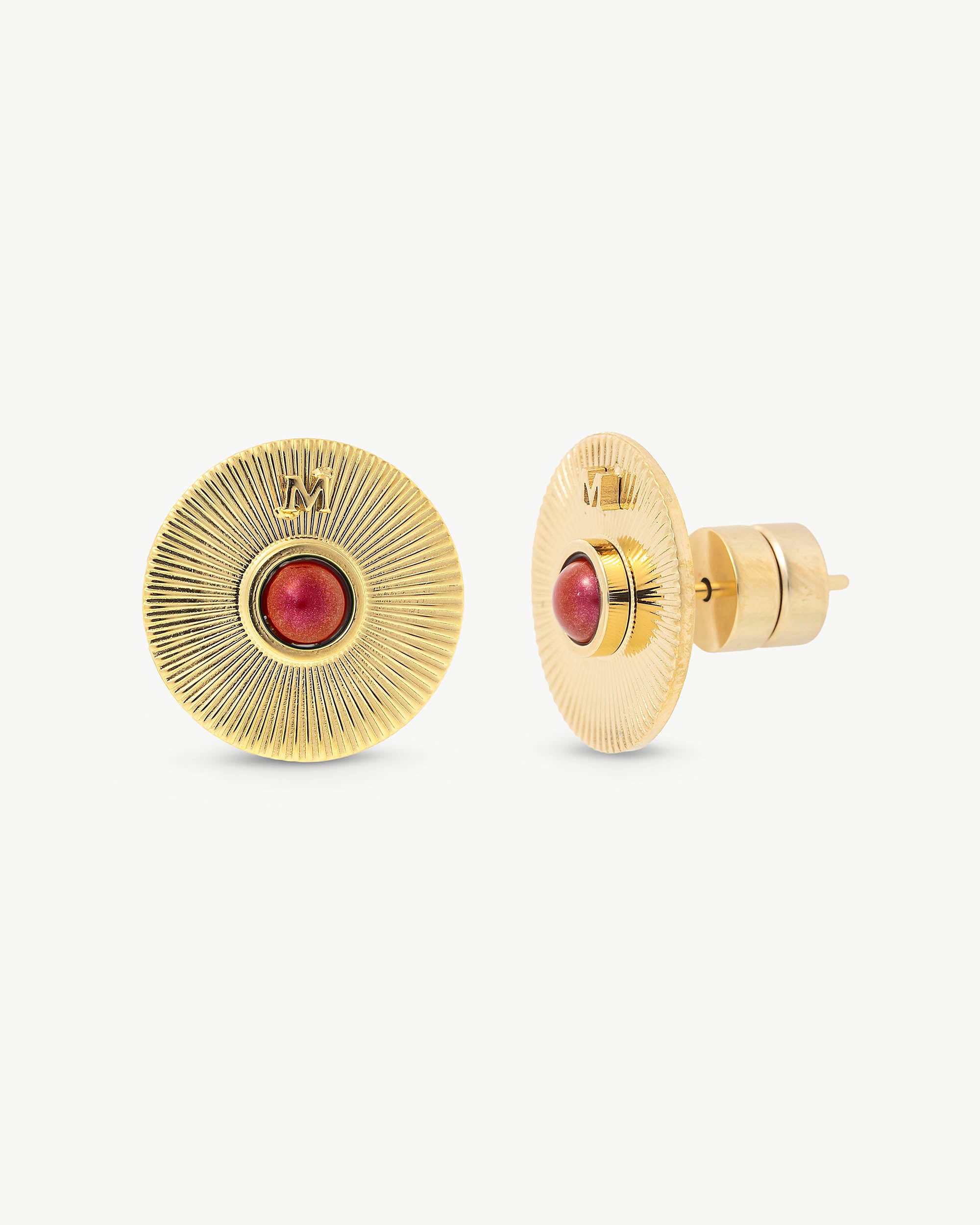 Pendientes majorica perla roja alejandría - Plateado Plateado-1