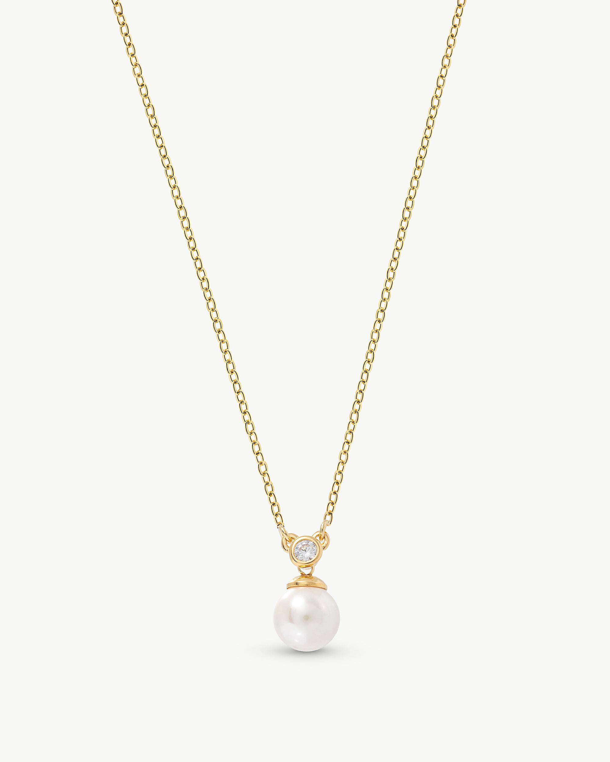 Imagen 0 de Colgante con cadena perla 8mm y circonita redonda dorado selene Dorado