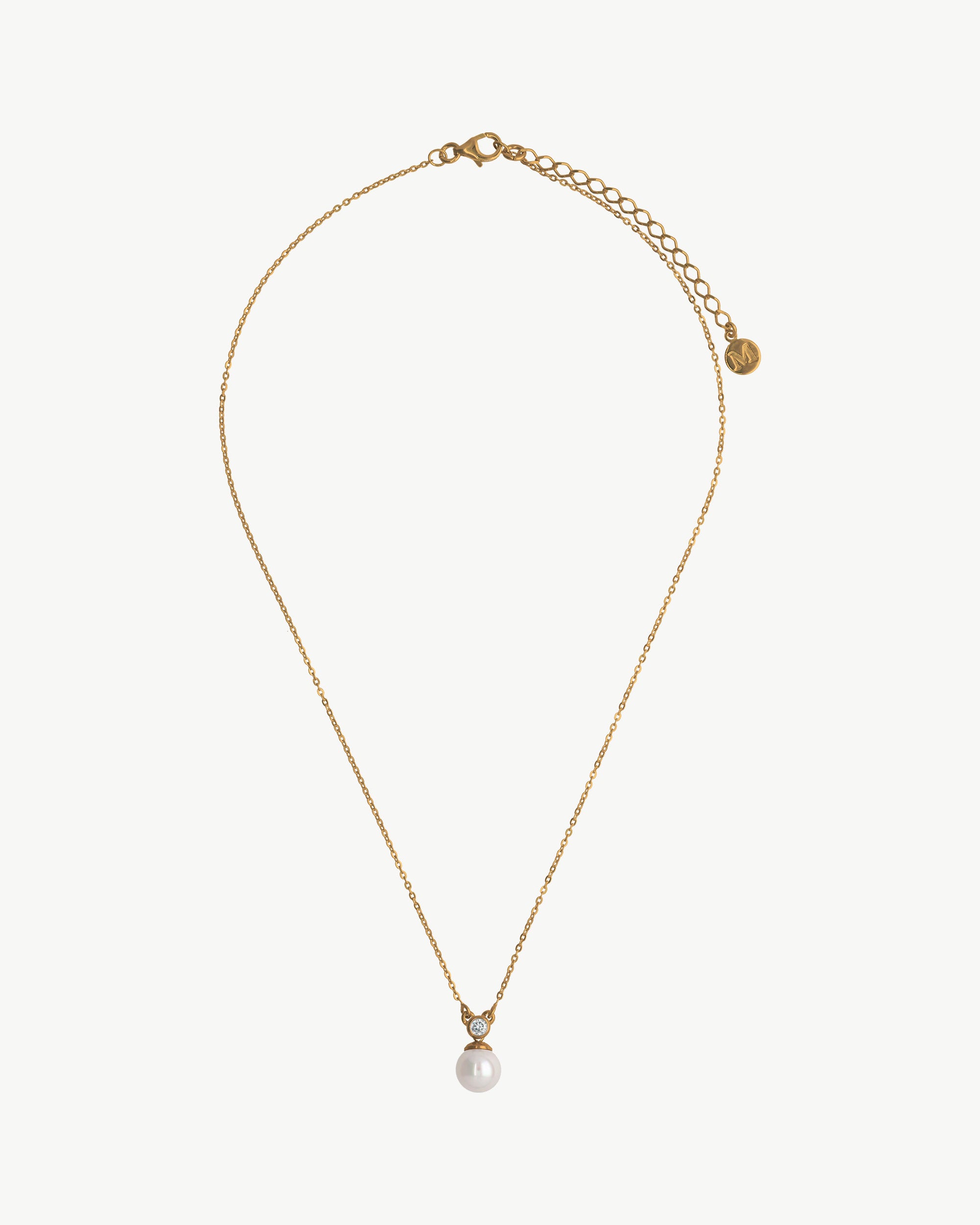 Colgante con cadena perla 8mm y circonita redonda dorado selene - Majorica - Dorado Dorado-3