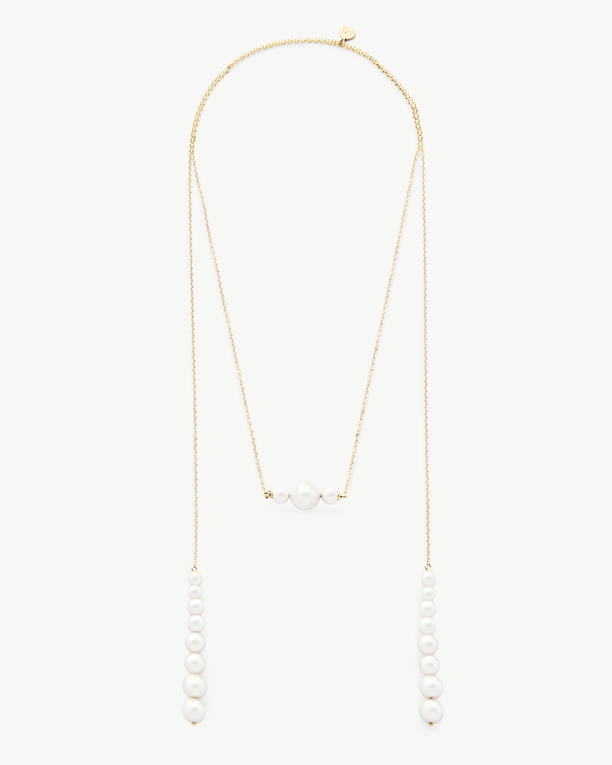 Collar dorado largo de 110cm con perlas petit