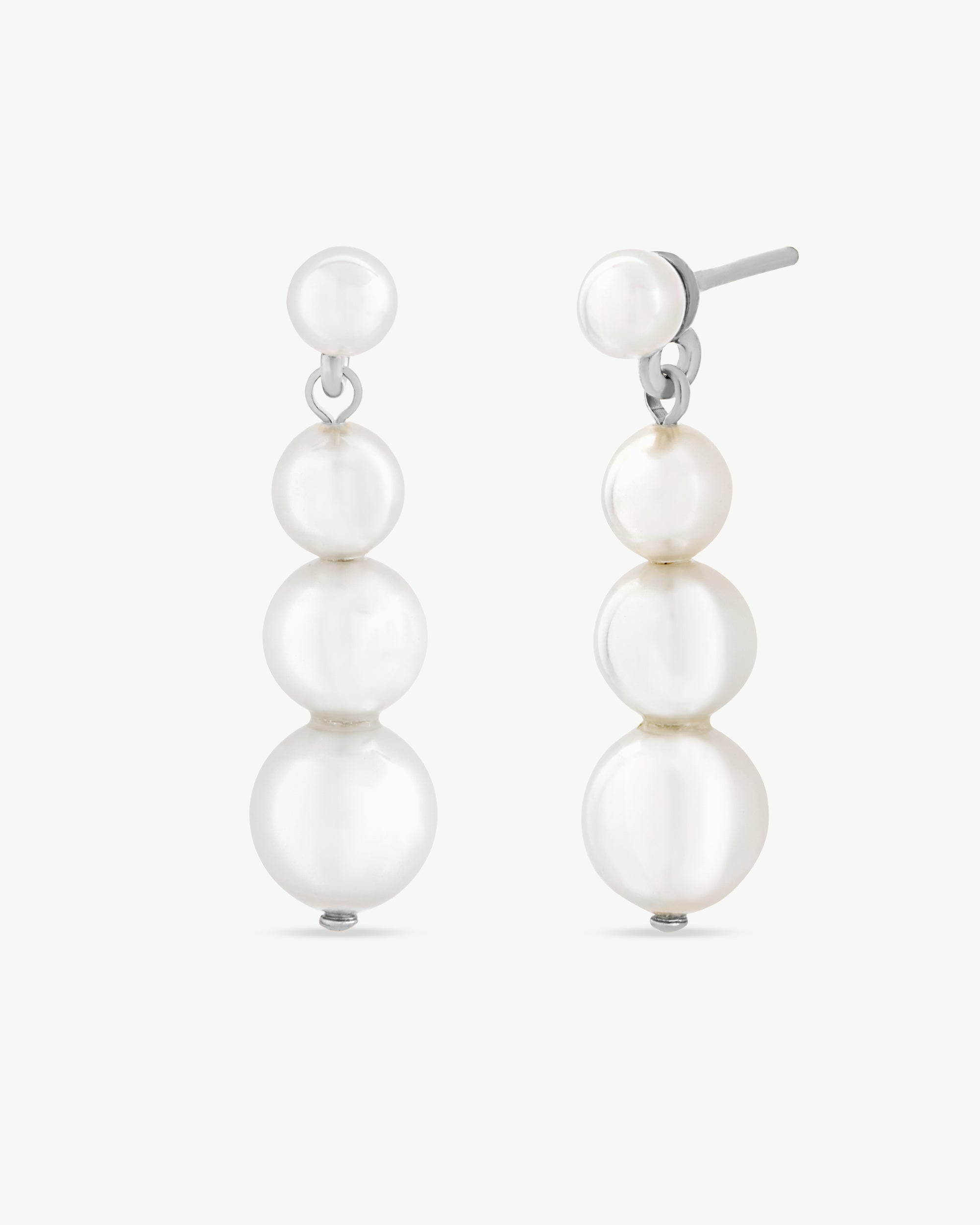 Pendientes largos de perlas en plata petit - Majorica - Plateado Plateado-1