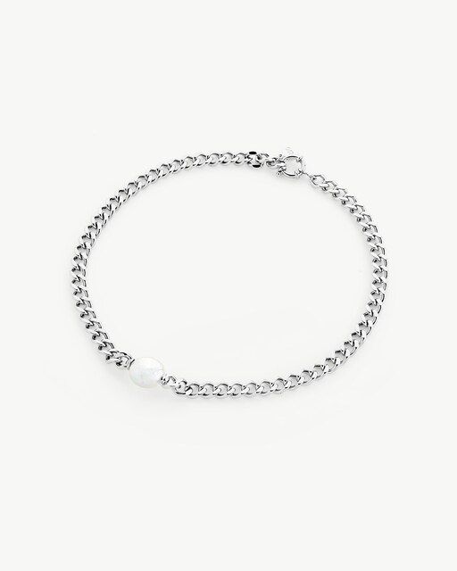 Imagen 0 de Collar de cadena con perla oval puffy pearls