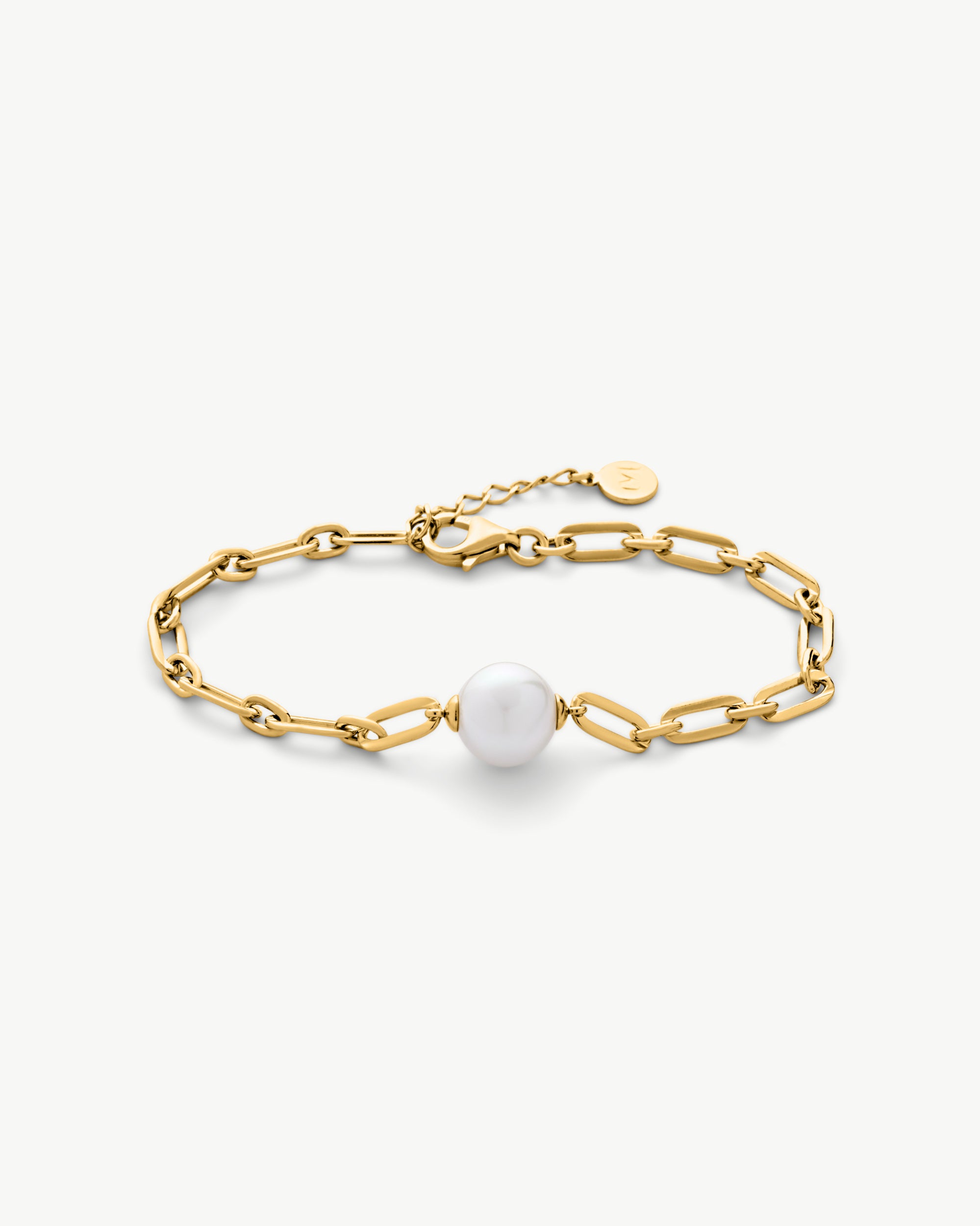 Pulsera eslabones dorados y perla links