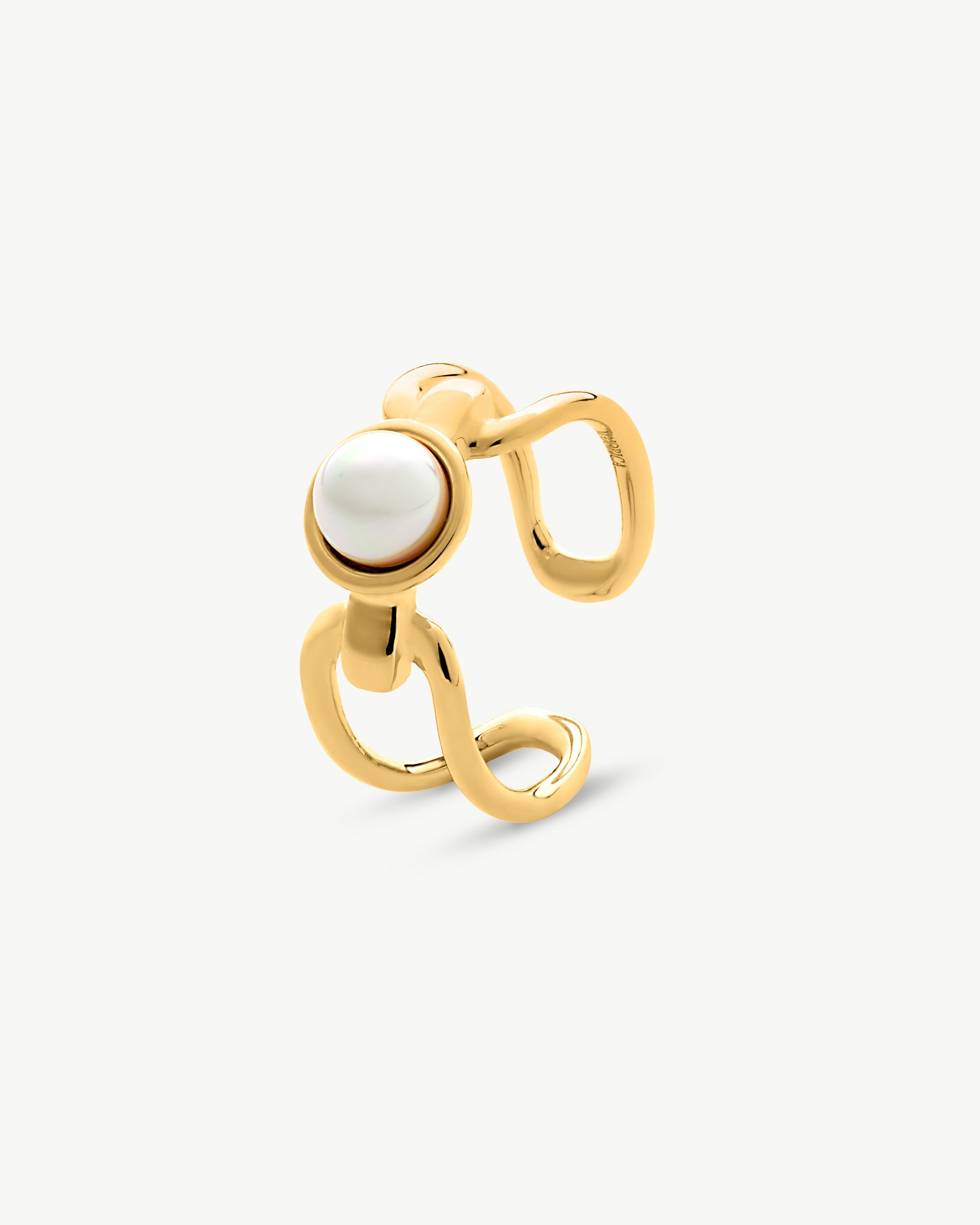 Anillo eslabones y perla dorado links