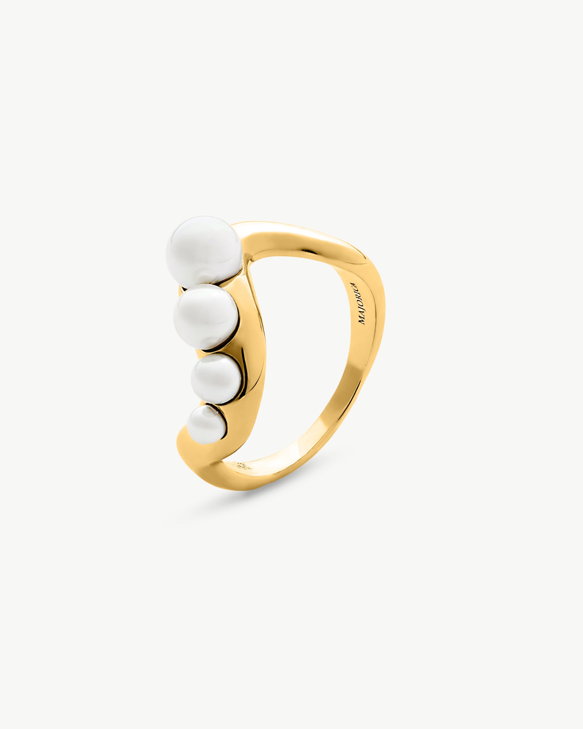 Imagen 0 de Anillo en curva dorado con perlas 3-6mm. petit Dorado