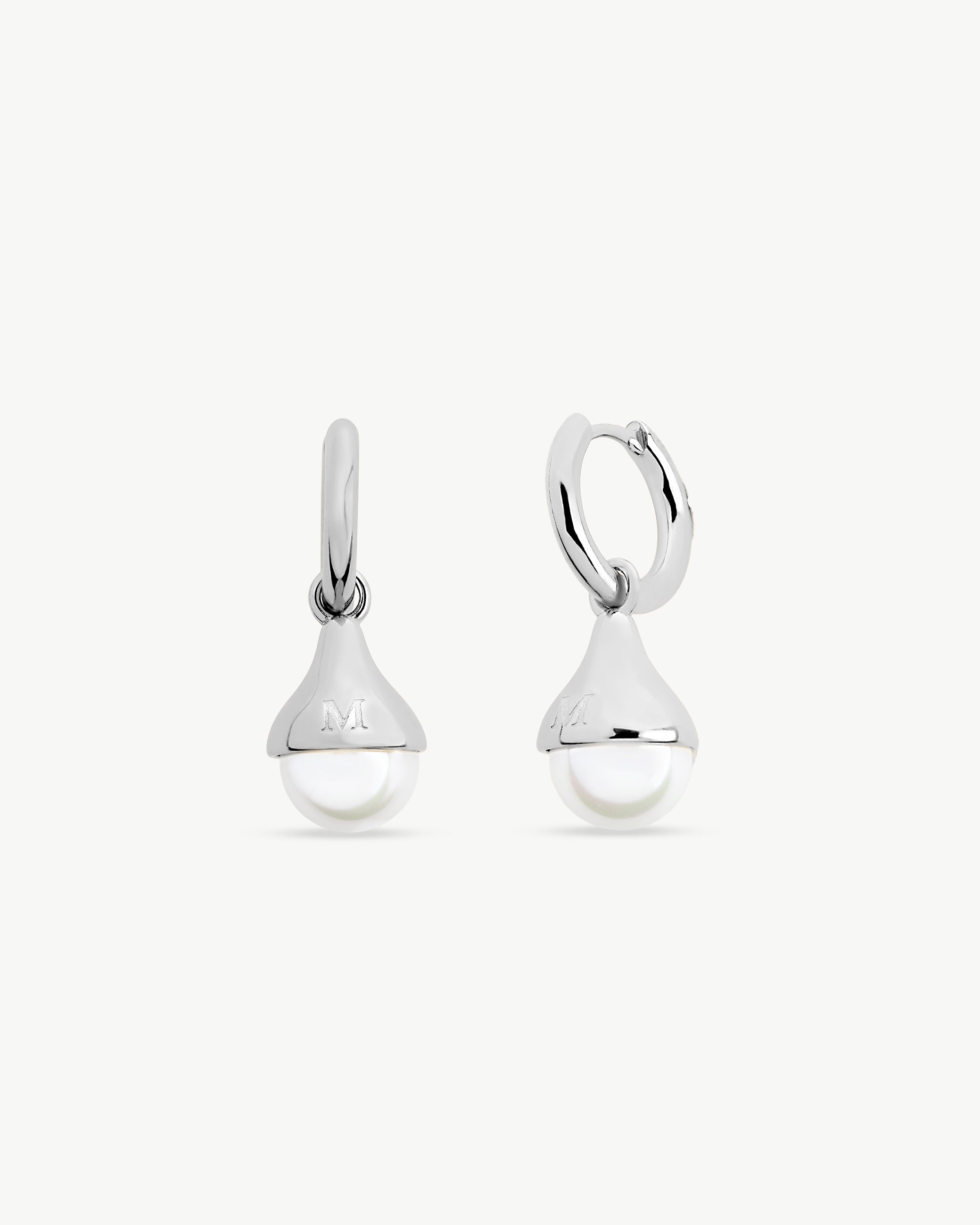 Pendientes aro y perla 8mm drop - Majorica - Plateado Plateado-1