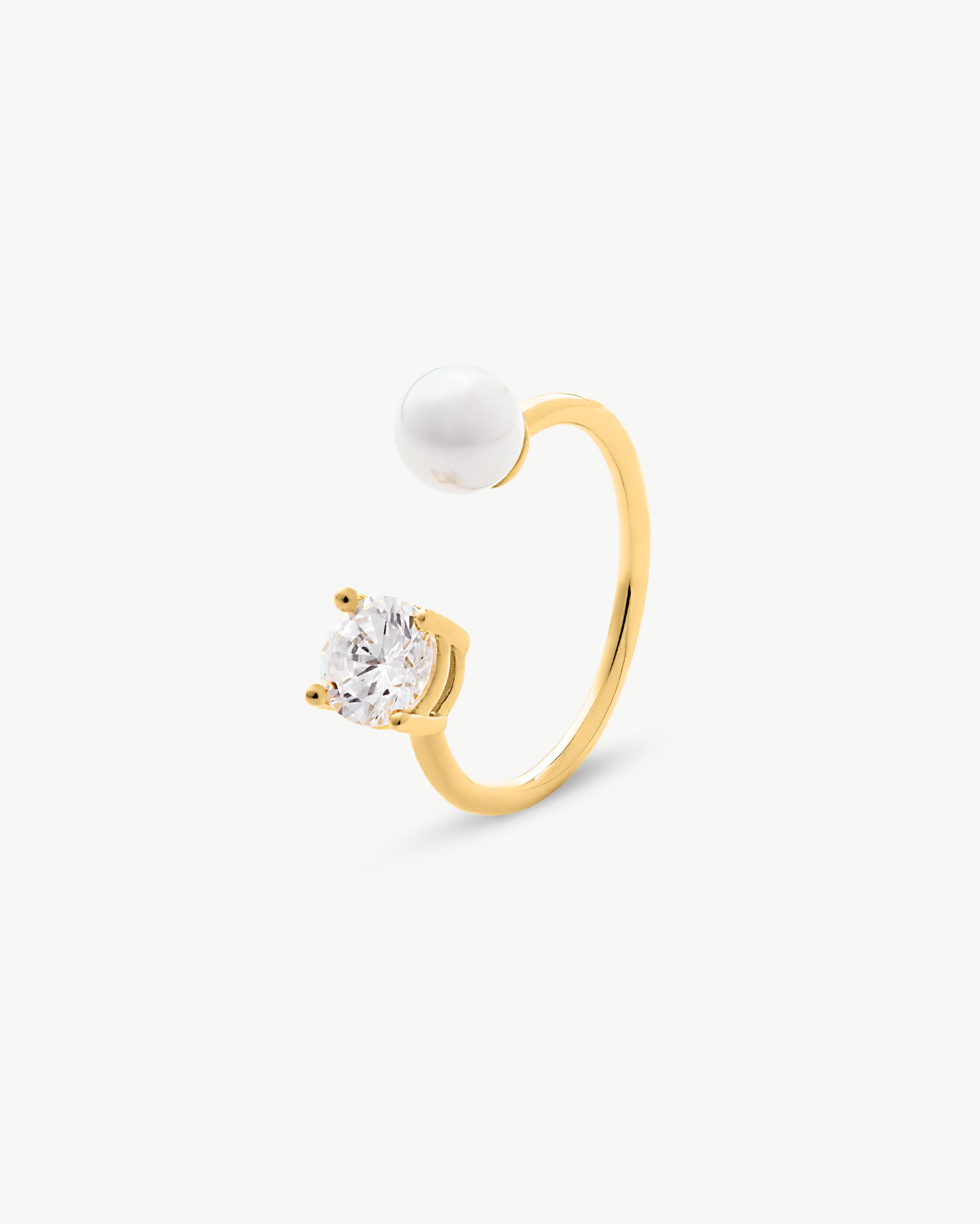 Imagen 0 de Anillo abierto perla y circonita dorado zirconia Dorado