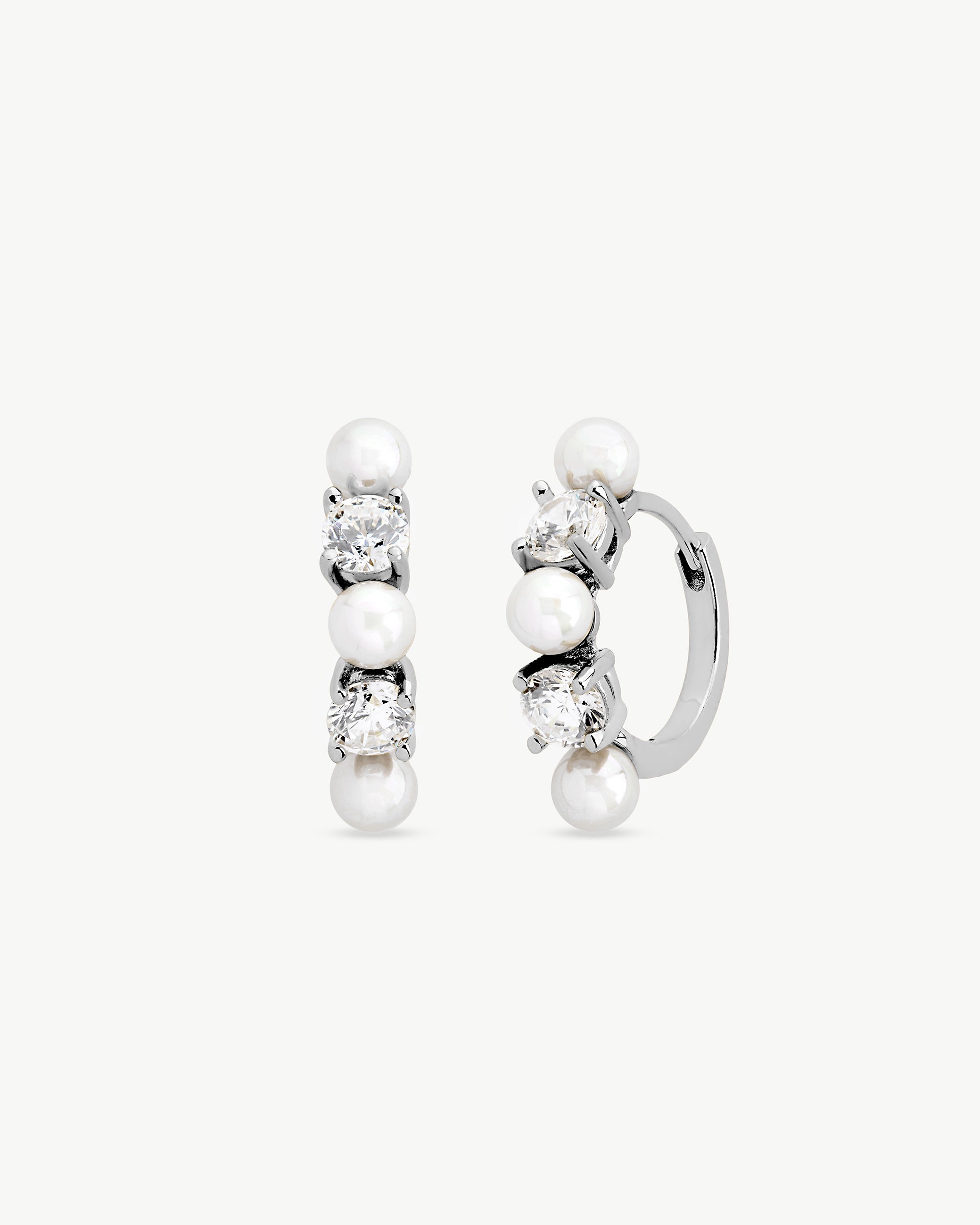 Pendientes aro con perlas y circonitas zirconia - Majorica - Plateado Plateado-1
