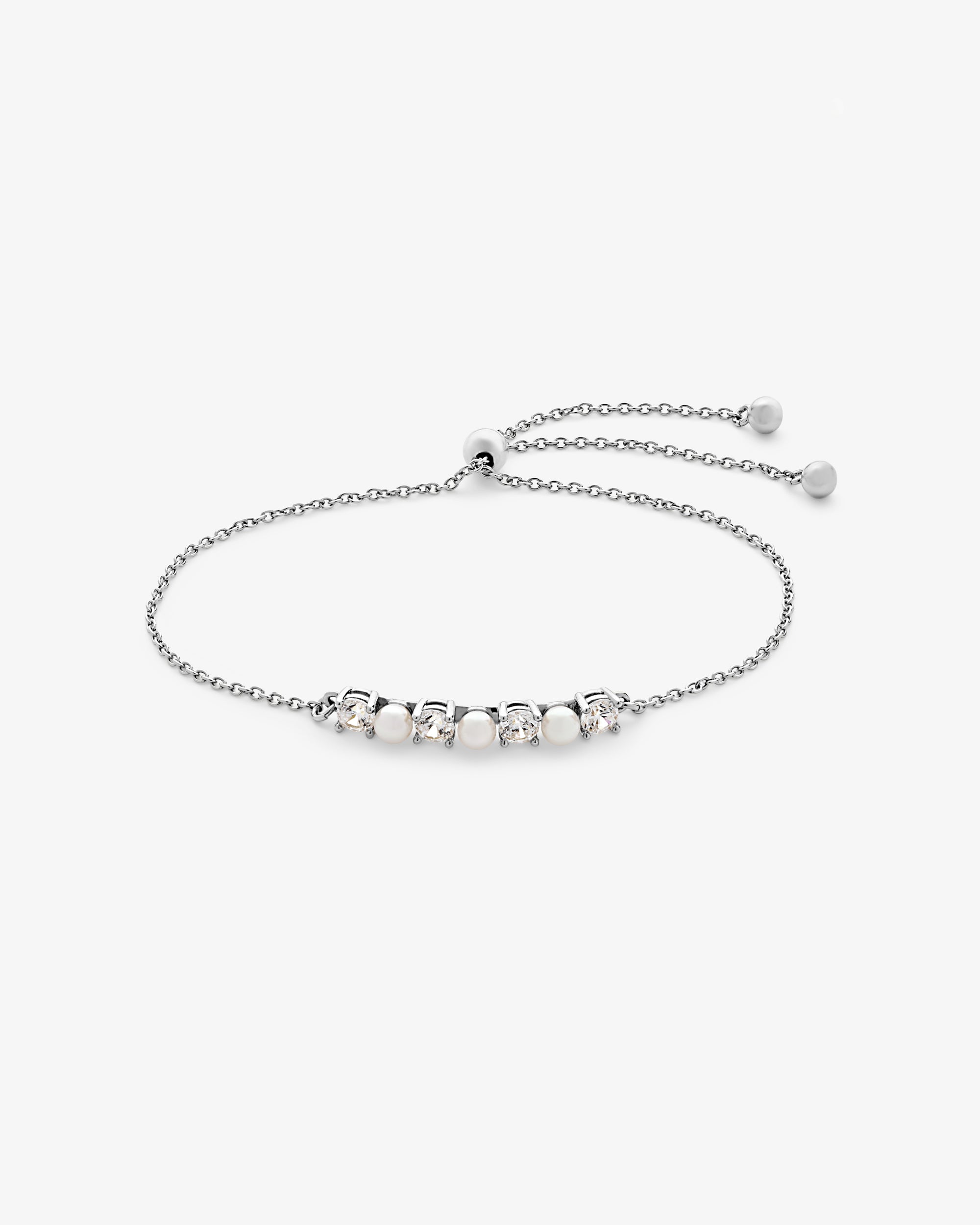 Imagen 0 de Pulsera de cadena con perlas y circonitas zirconia Plateado